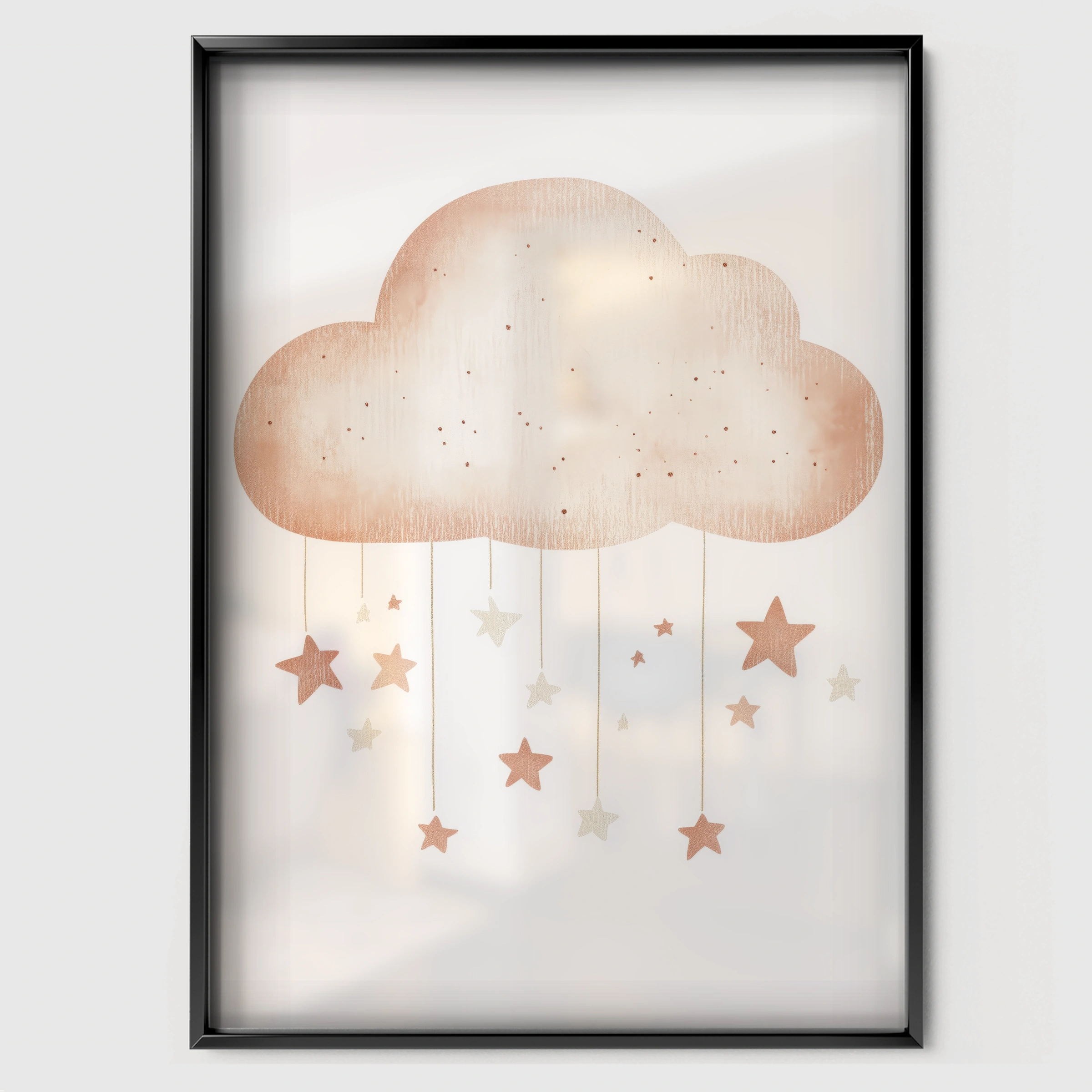 Rain Cloud Two Nursery Print - black framed nursery wall art print