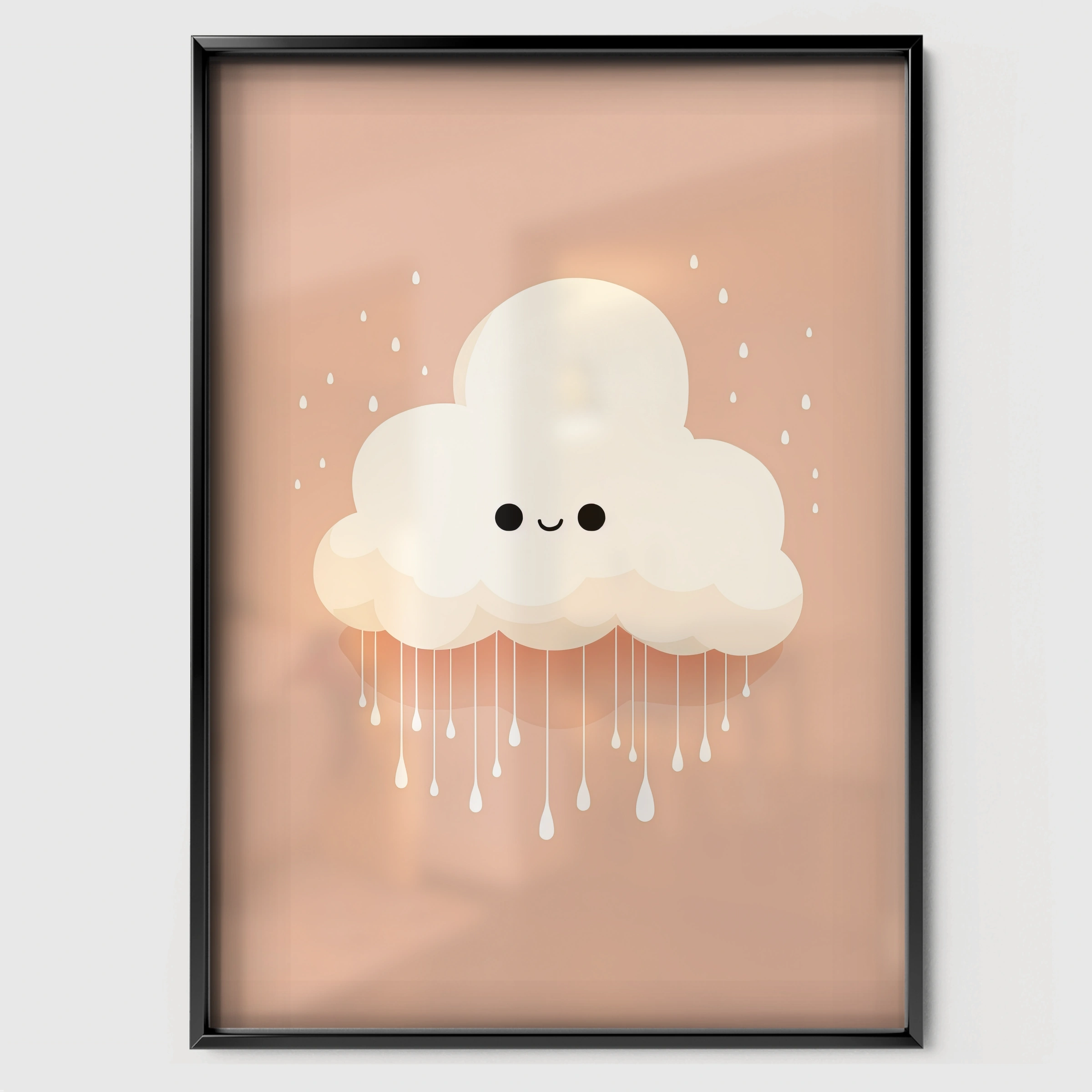 Rainy Cloud Nursery Print - black framed nursery wall art print