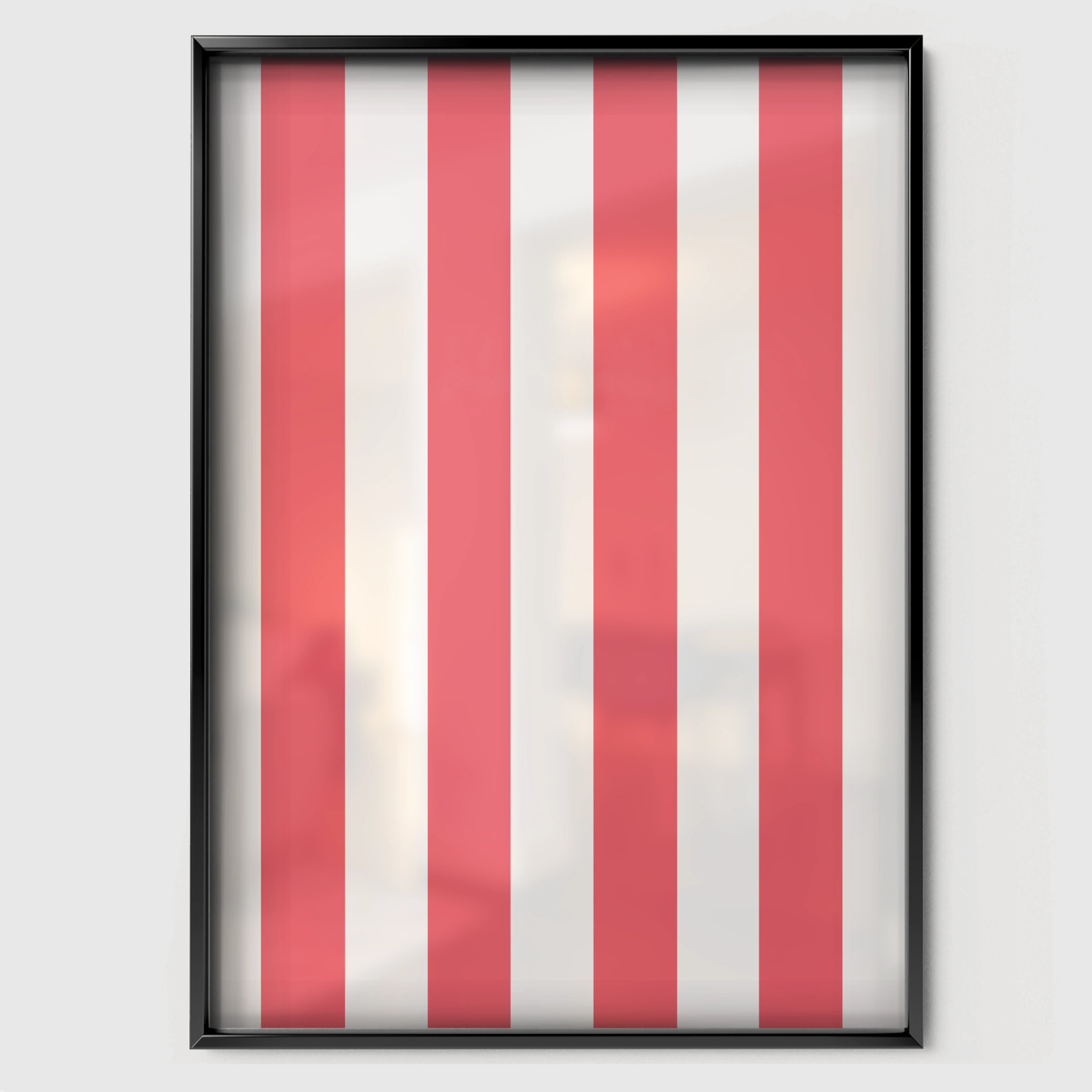 Red Stripes Nursery Print - black framed nursery wall art print