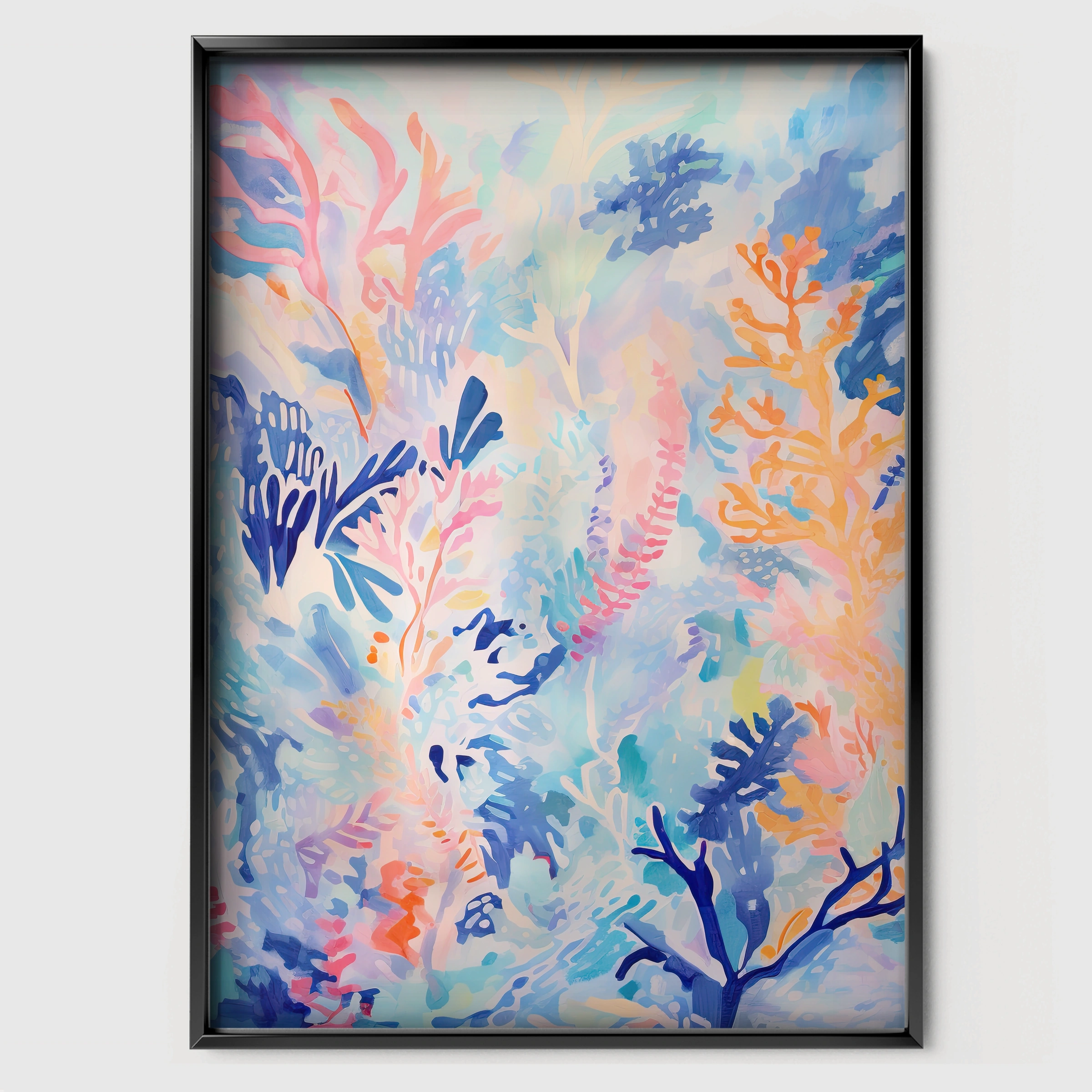 Reef Painting Nursery Print - black framed nursery wall art print