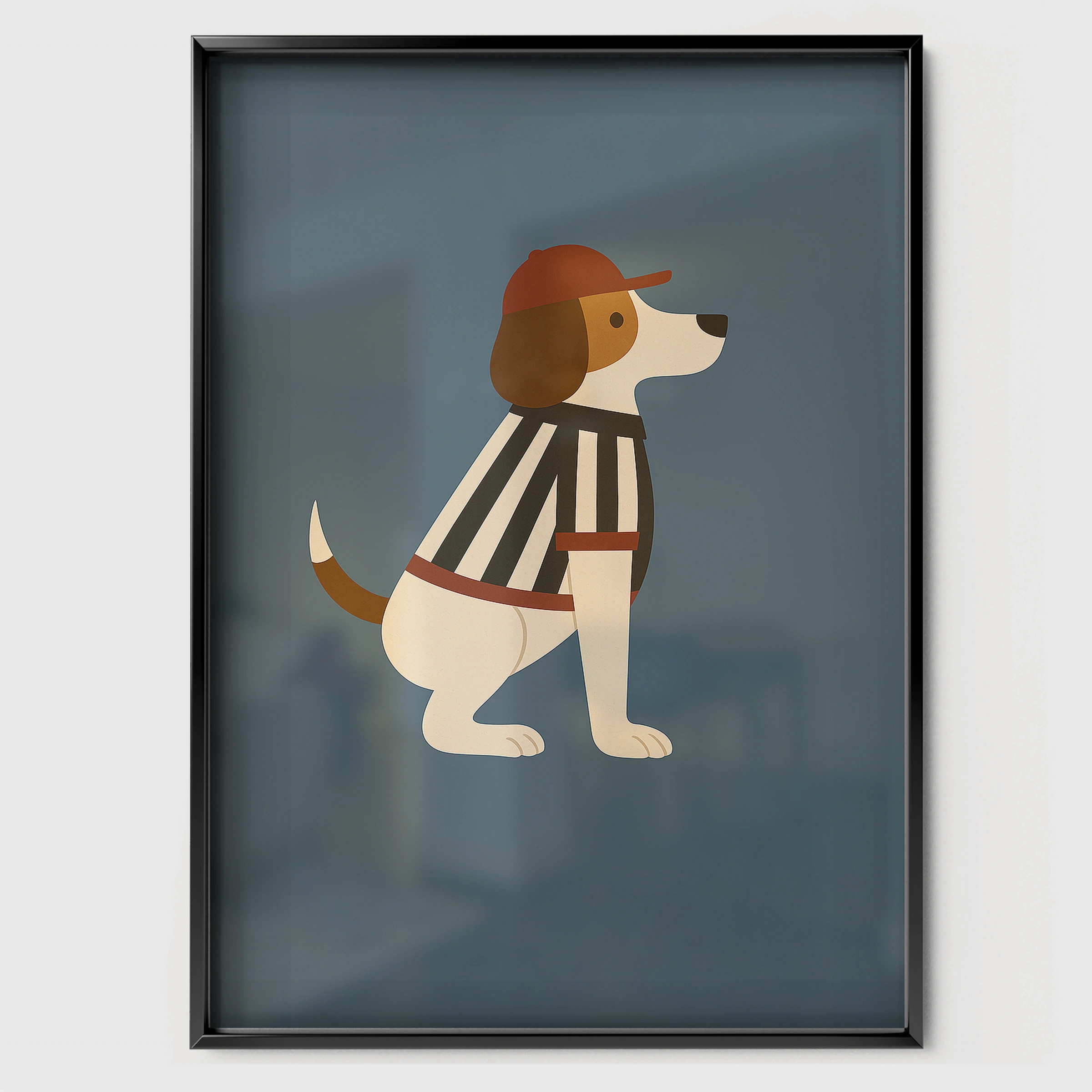 Referee Dog Nursery Print - black framed nursery wall art print