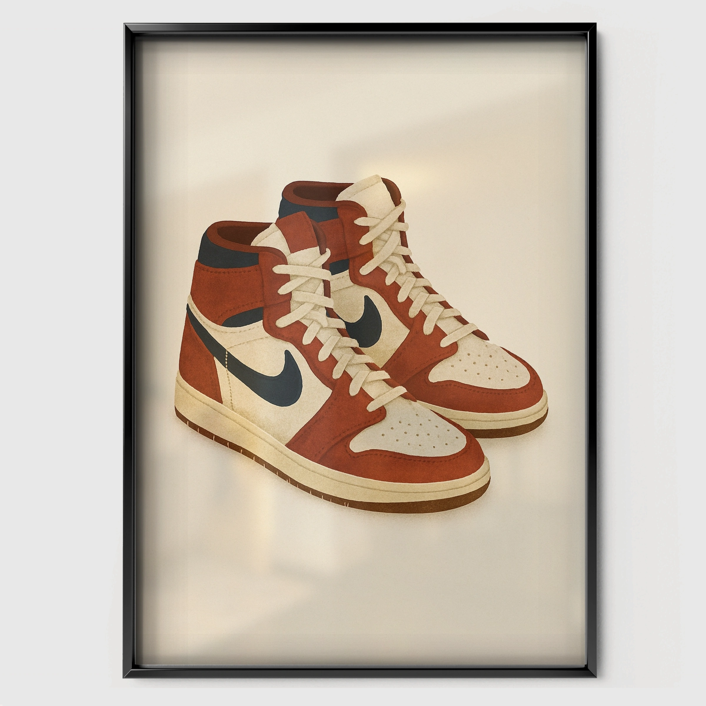 Retro High Tops Nursery Print - black framed nursery wall art print