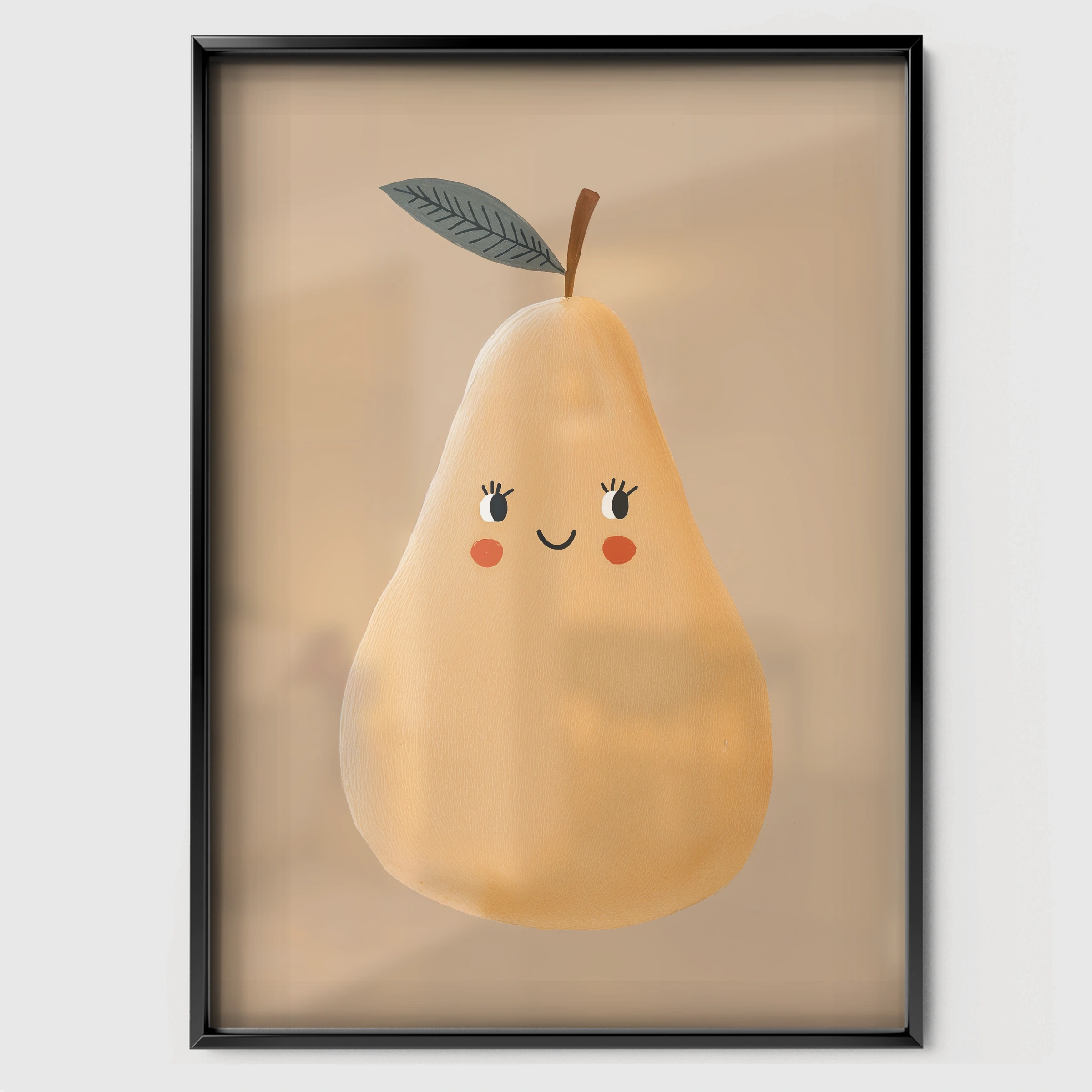 Ripe Pear Nursery Print - black framed nursery wall art print