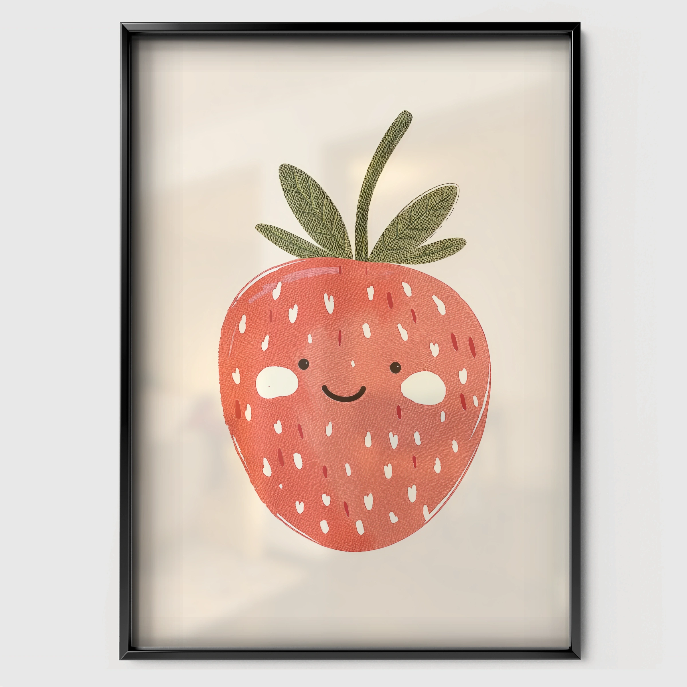 Ripe Strawberry Nursery Print - black framed nursery wall art print