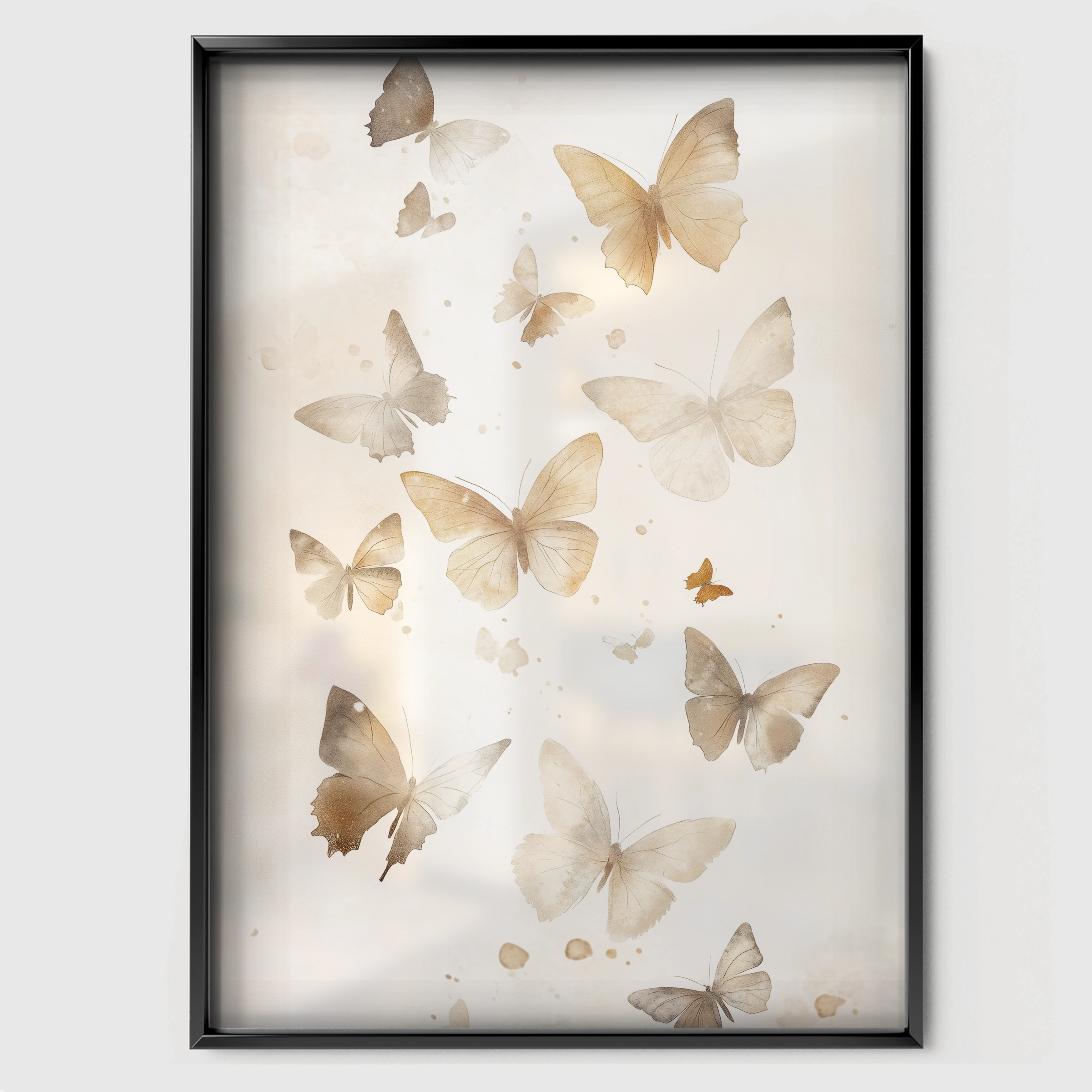 Rising Butterflies Nursery Print - black framed nursery wall art print