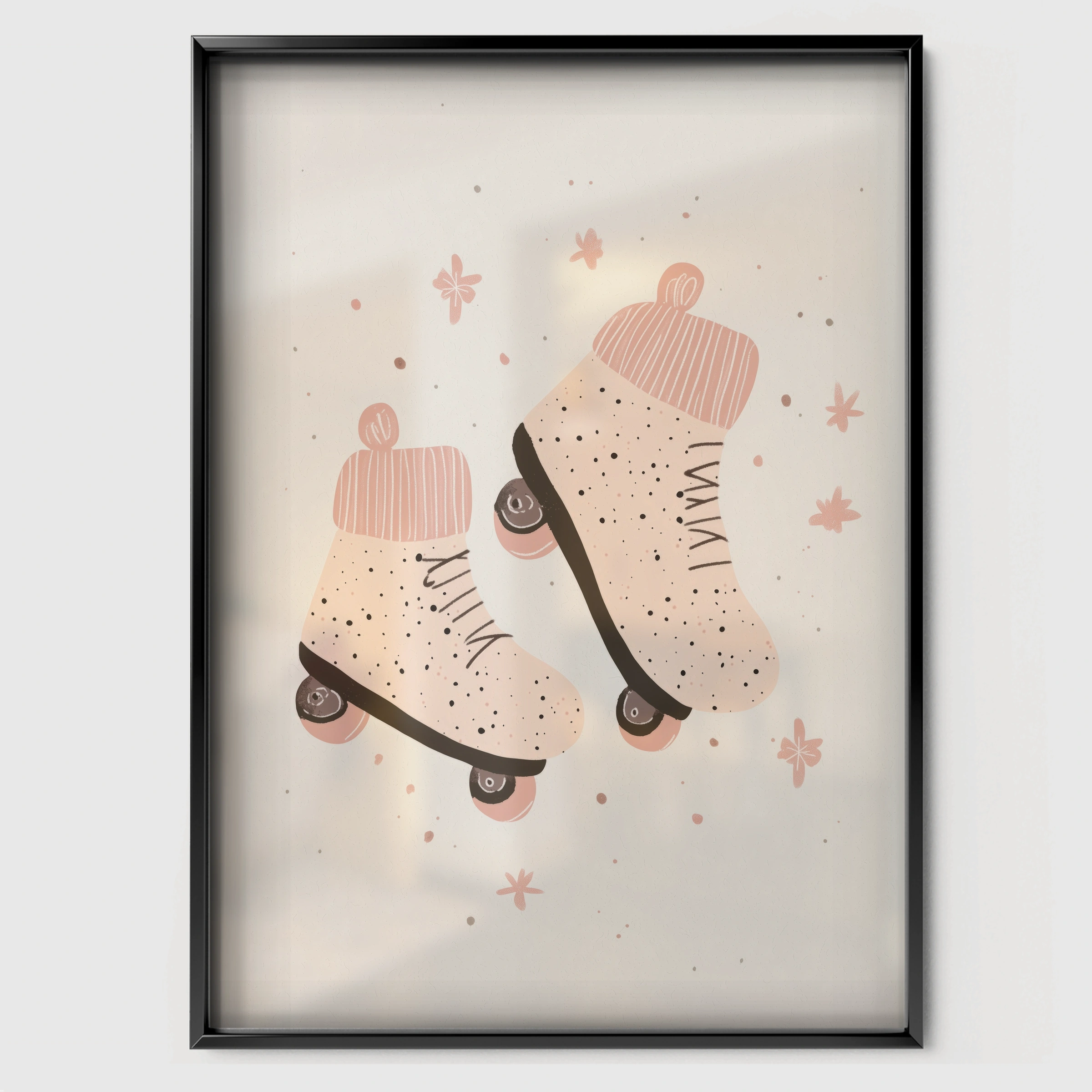 Roller Skates Nursery Print - black framed nursery wall art print