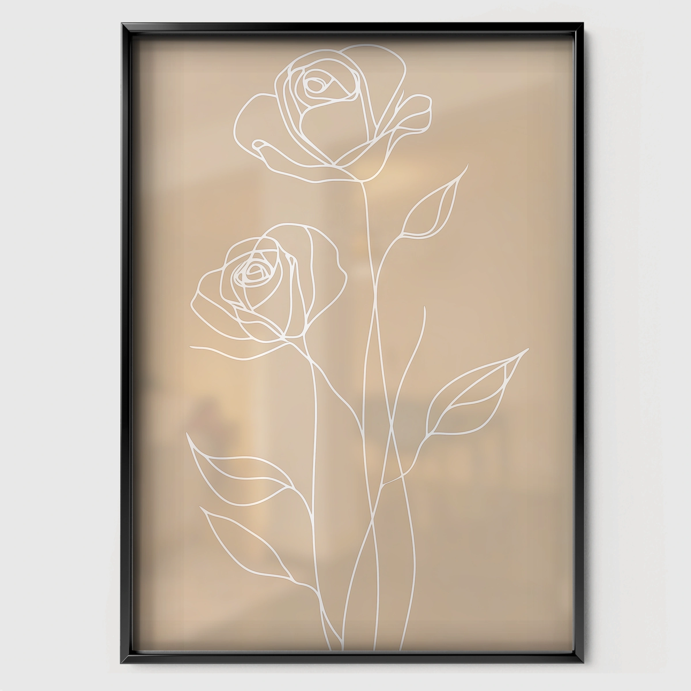 Roses Line Art Nursery Print - black framed nursery wall art print