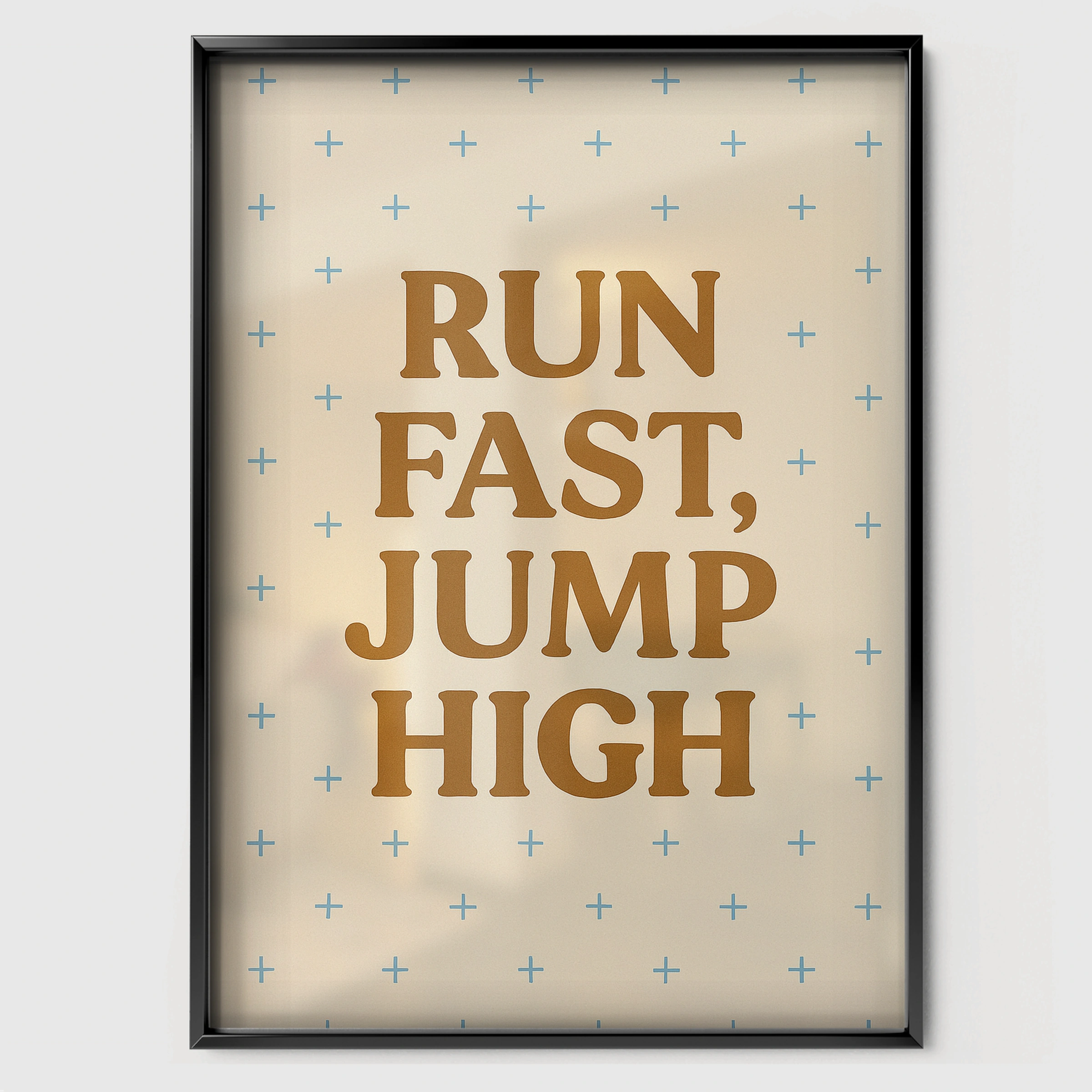 Run Fast Jump High Nursery Print - black framed nursery wall art print