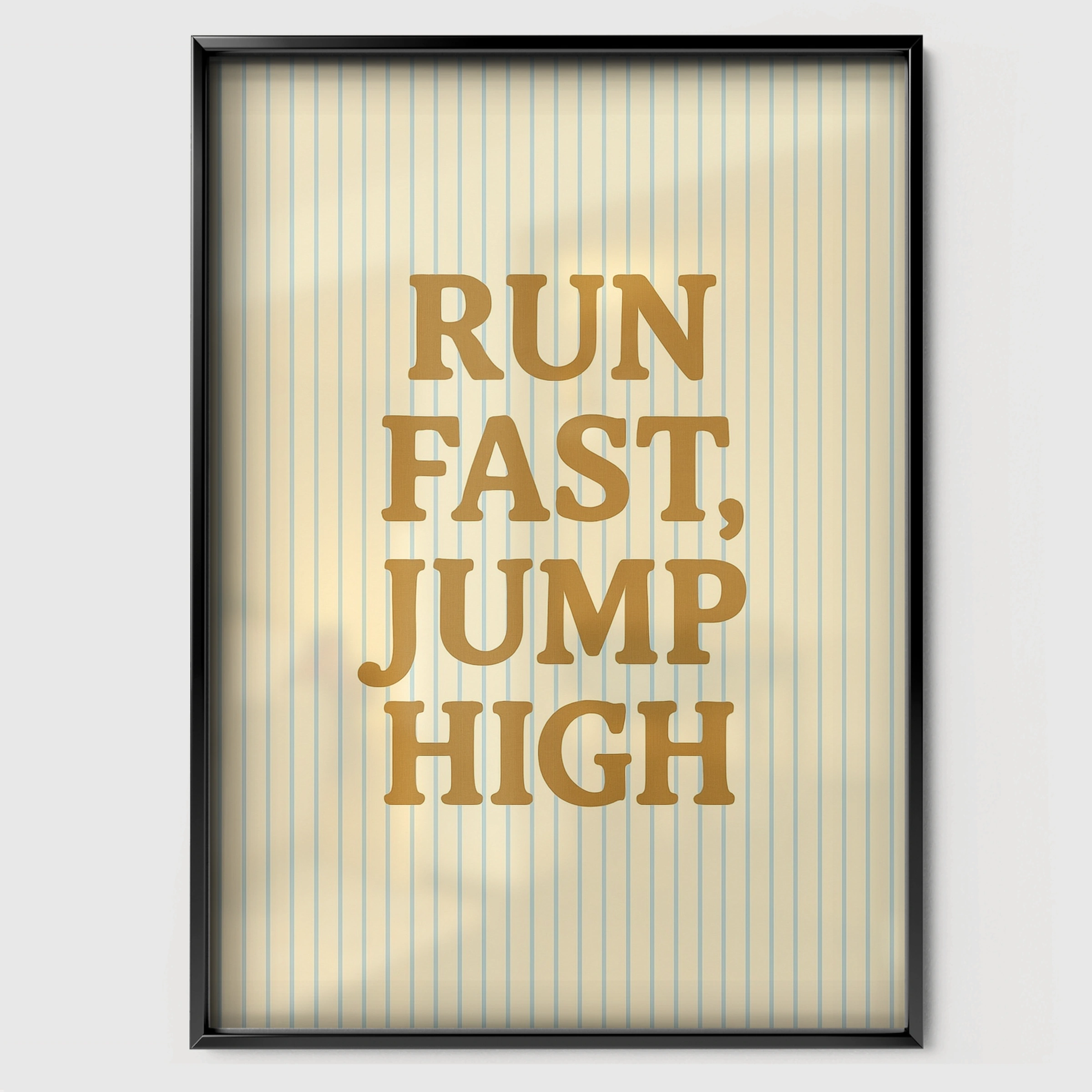 Run Fast Jump High Two Nursery Print - black framed nursery wall art print