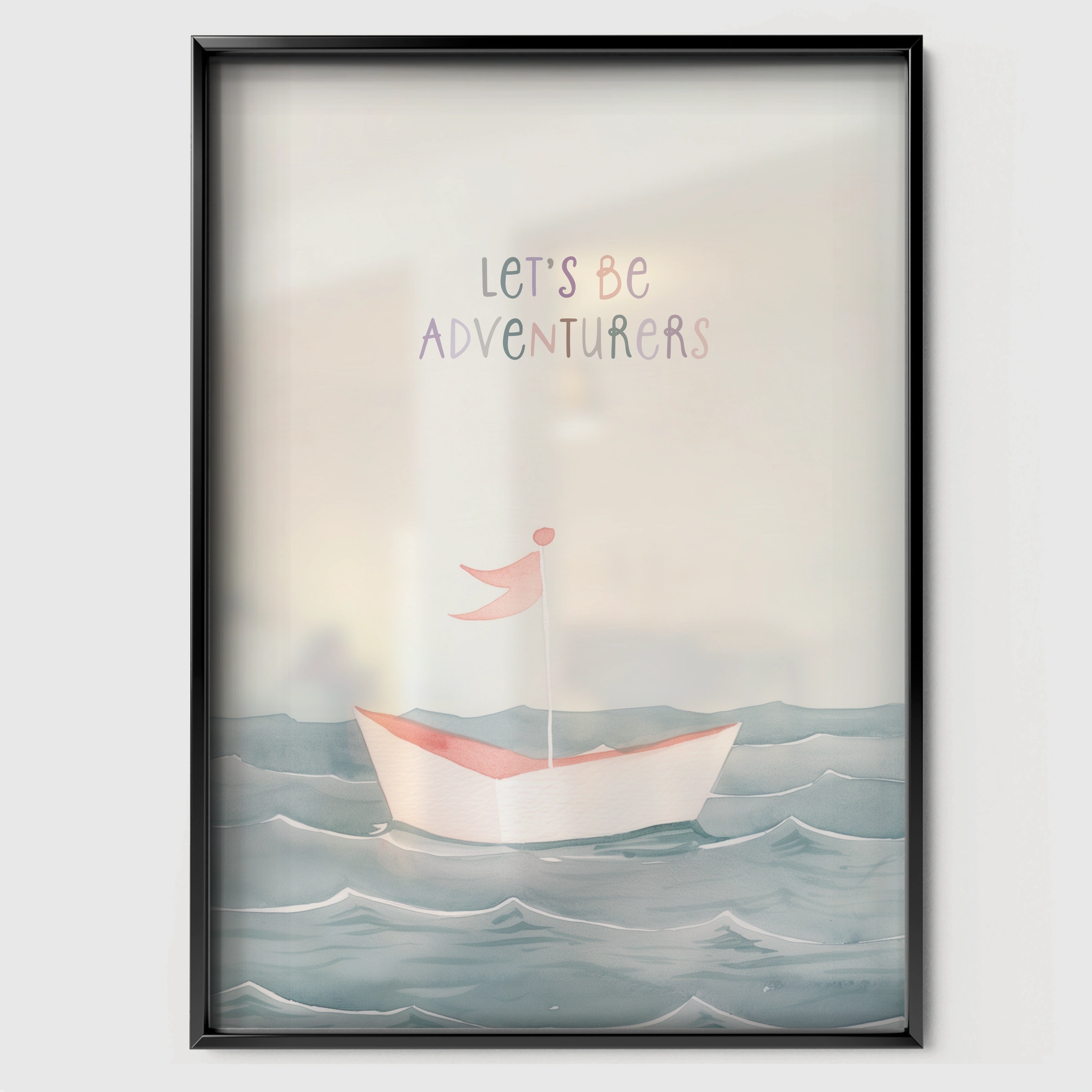 Sailing Boat Nursery Print - black framed nursery wall art print
