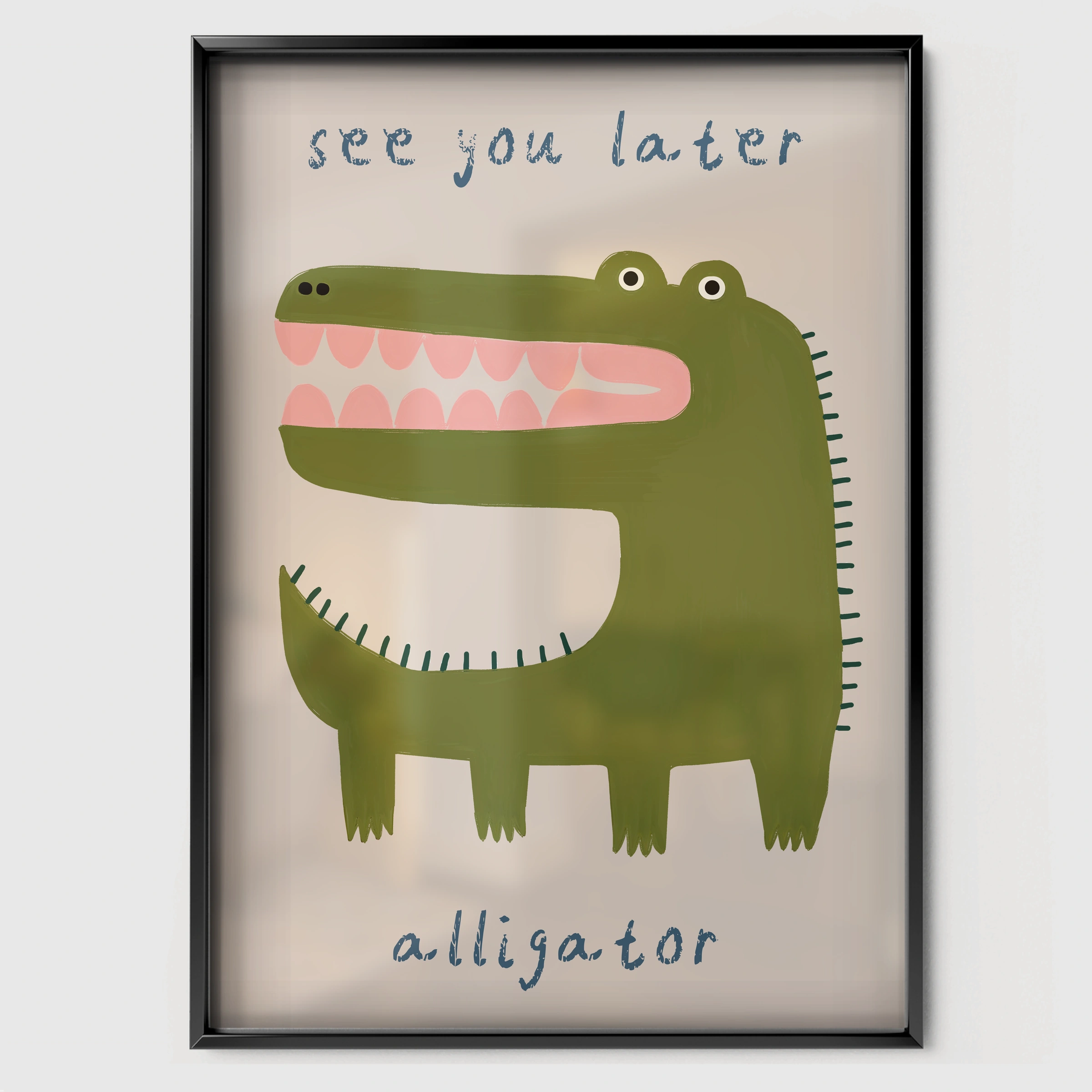 See You Later Alligator Nursery Print - black framed nursery wall art print