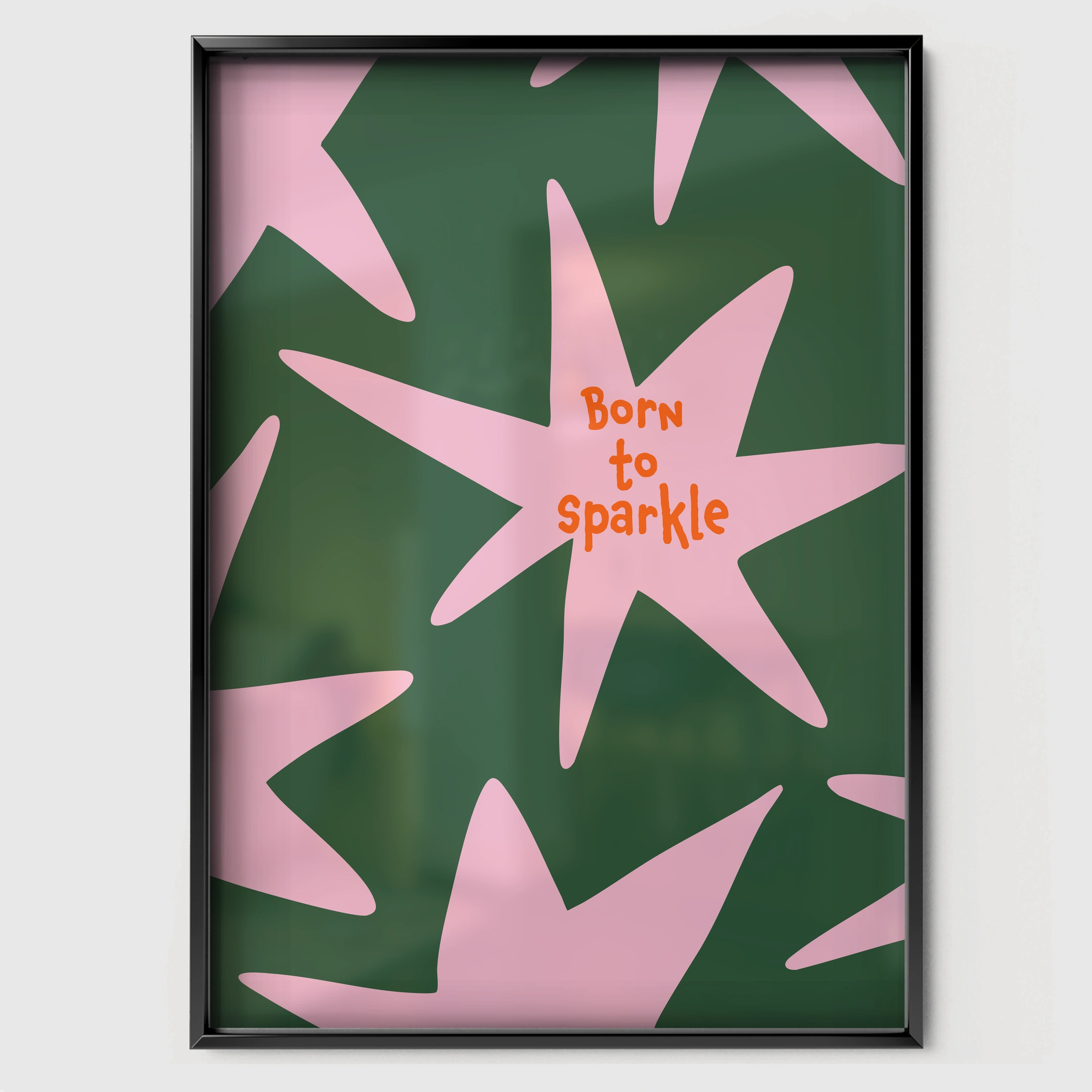 Shine Bright Star Nursery Print - black framed nursery wall art print