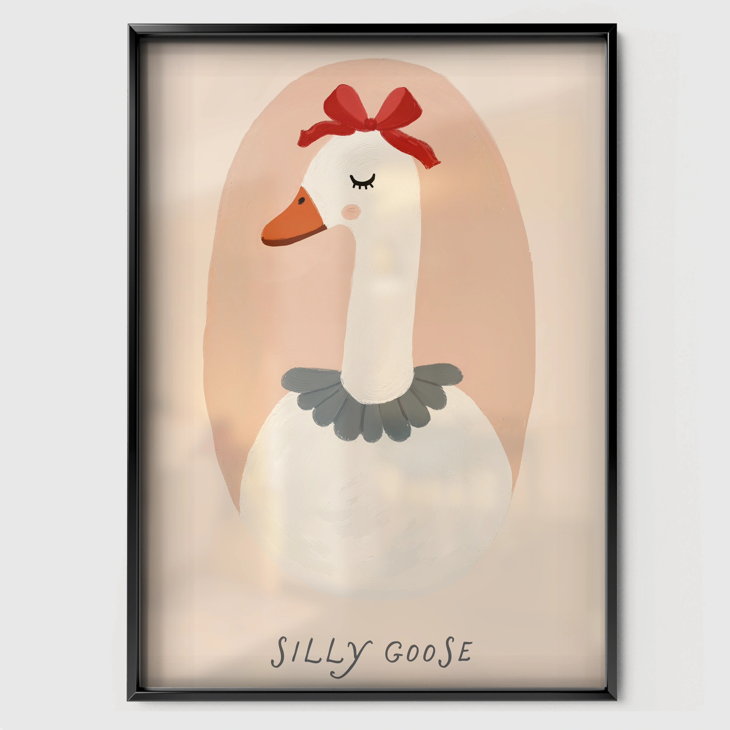 Silly Goose Nursery Print - black framed nursery wall art print