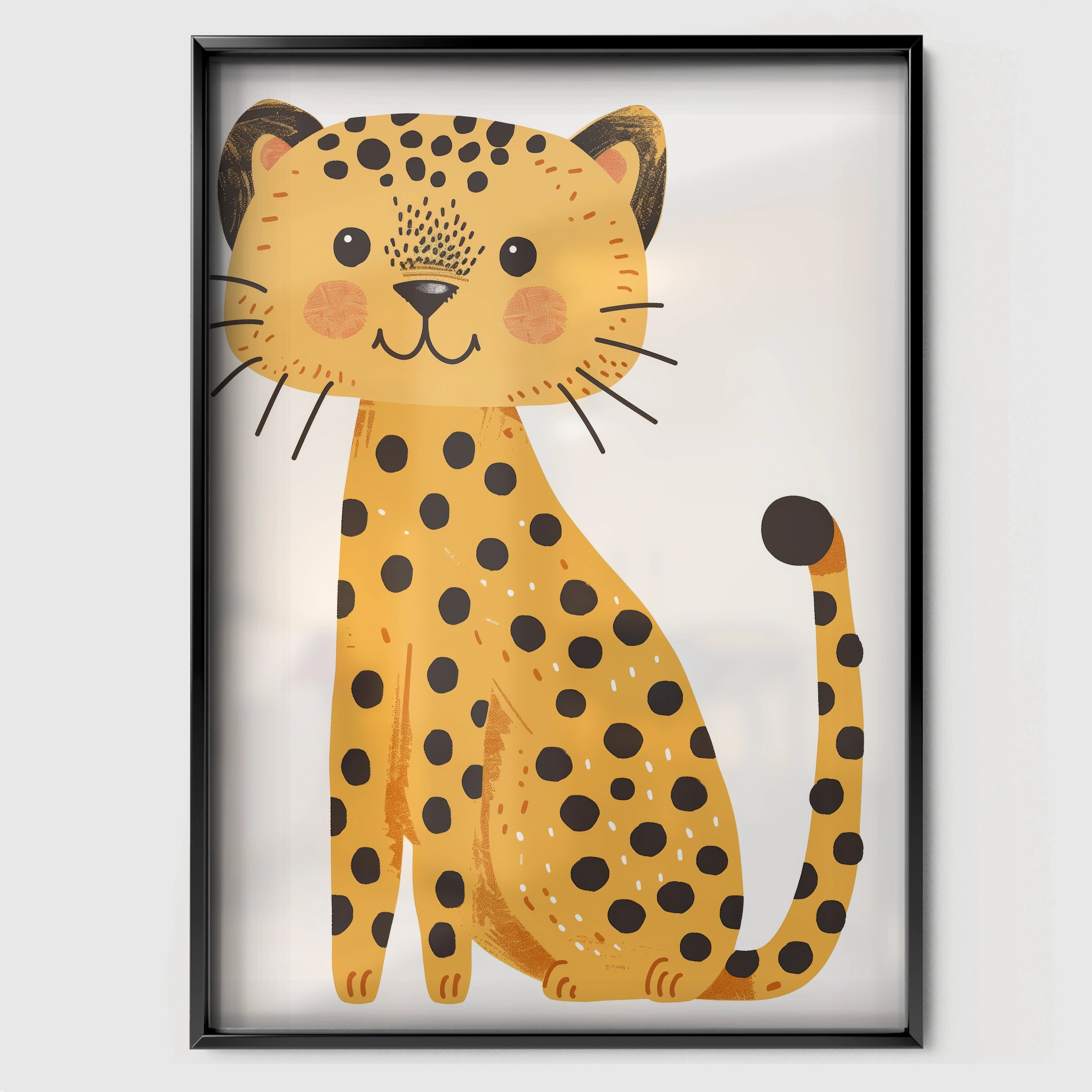 Sitting Cheetah Nursery Print - black framed nursery wall art print