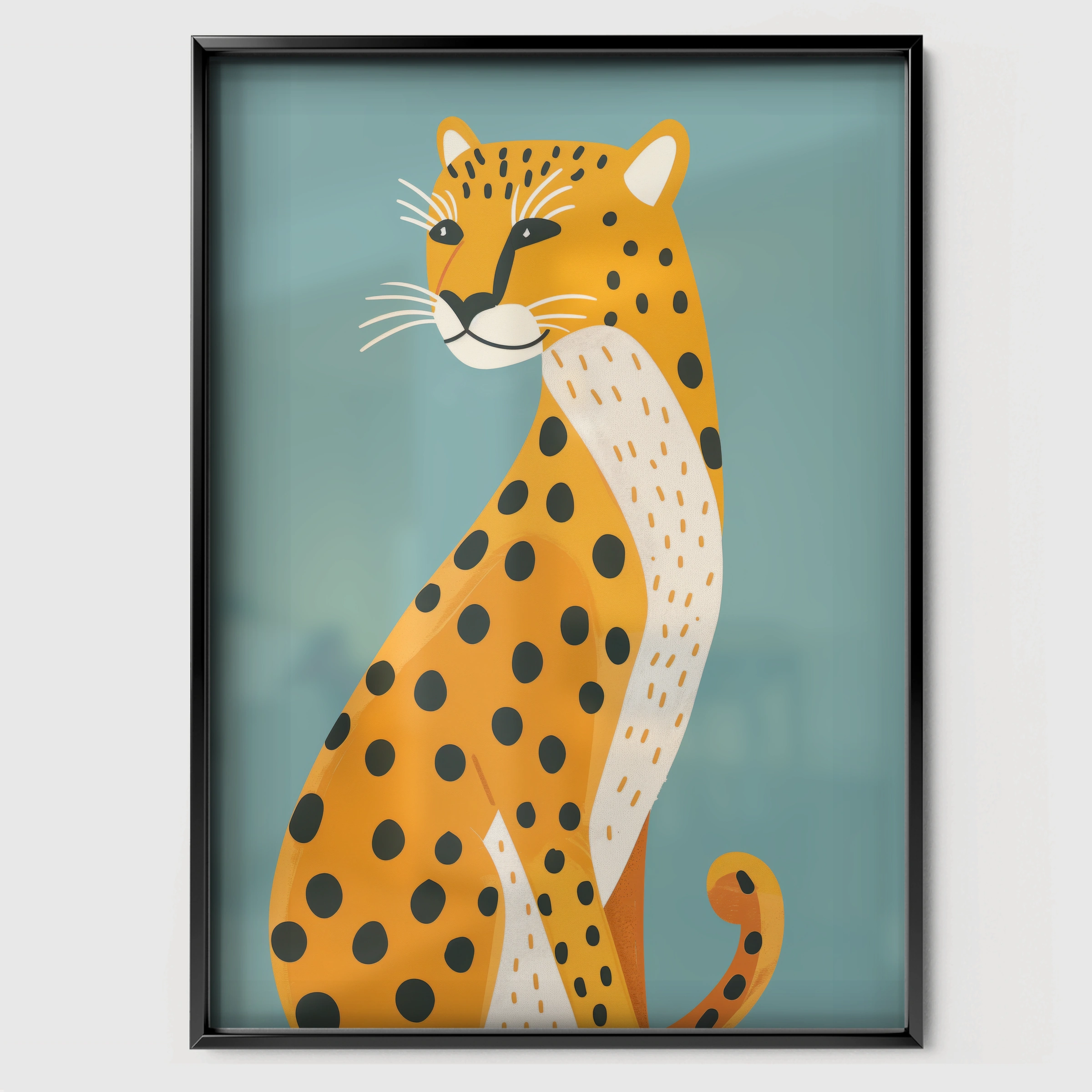 Sitting Cheetah Two Nursery Print - black framed nursery wall art print