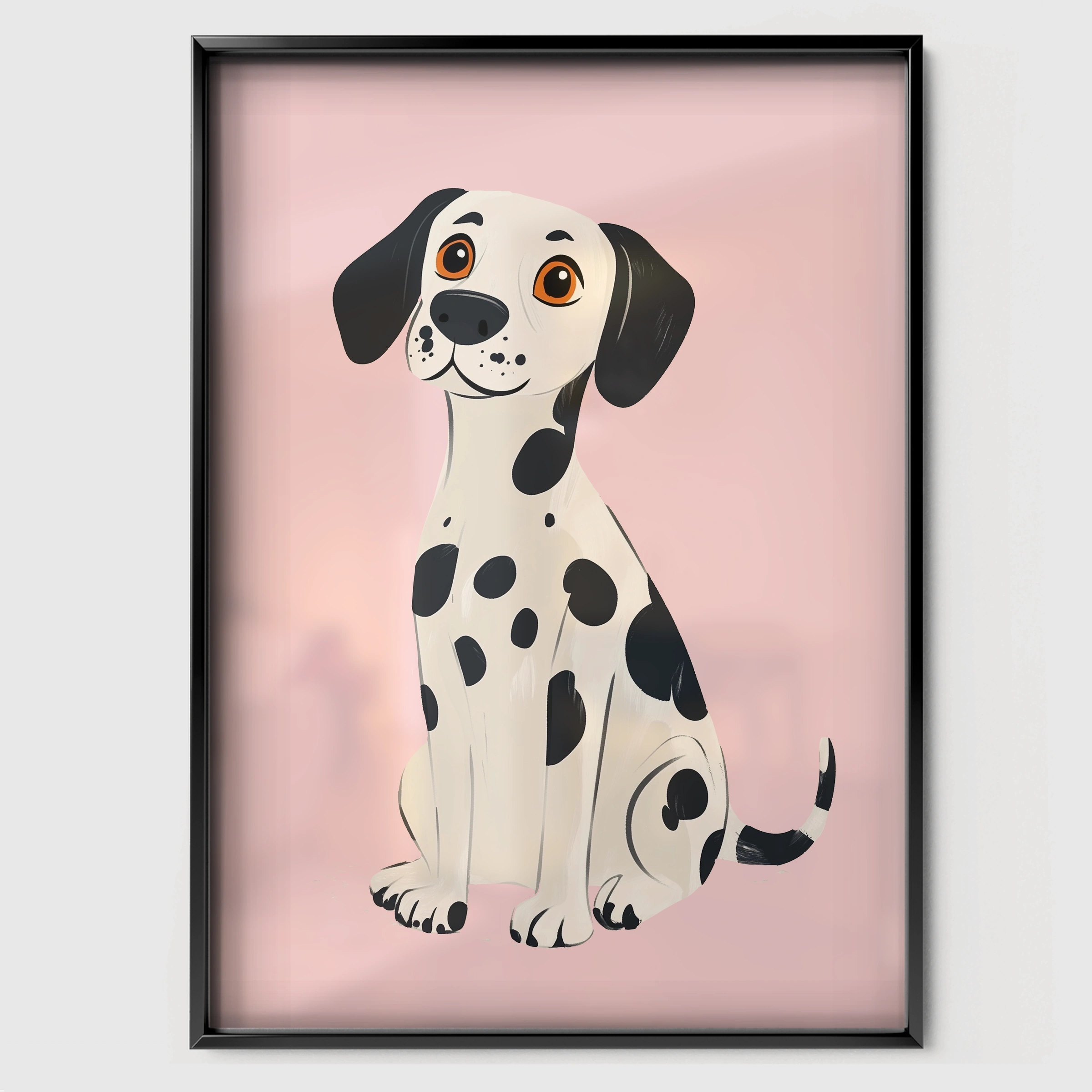Sitting Dalmatian Nursery Print - black framed nursery wall art print