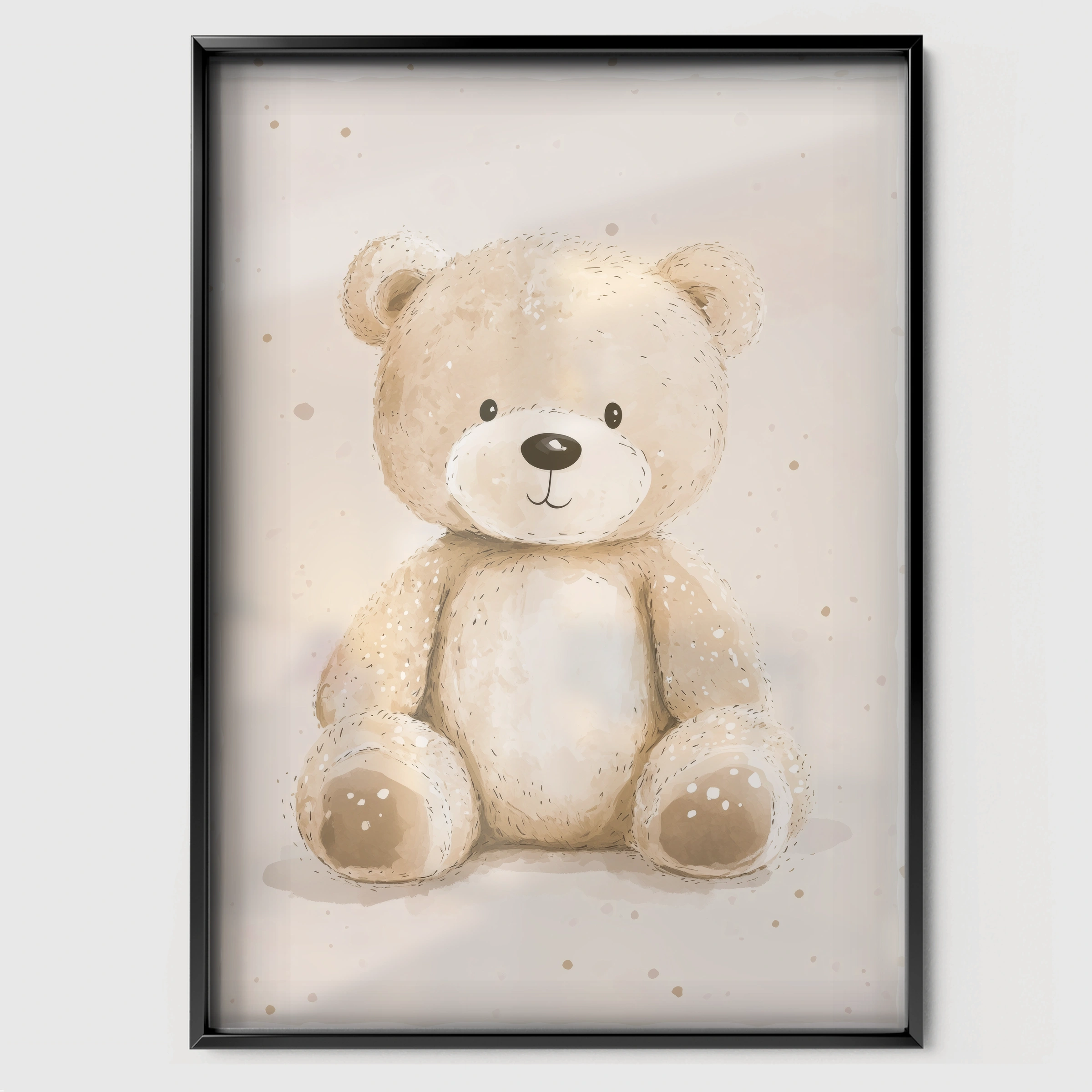 Sketched Teddy Bear Nursery Print - black framed nursery wall art print