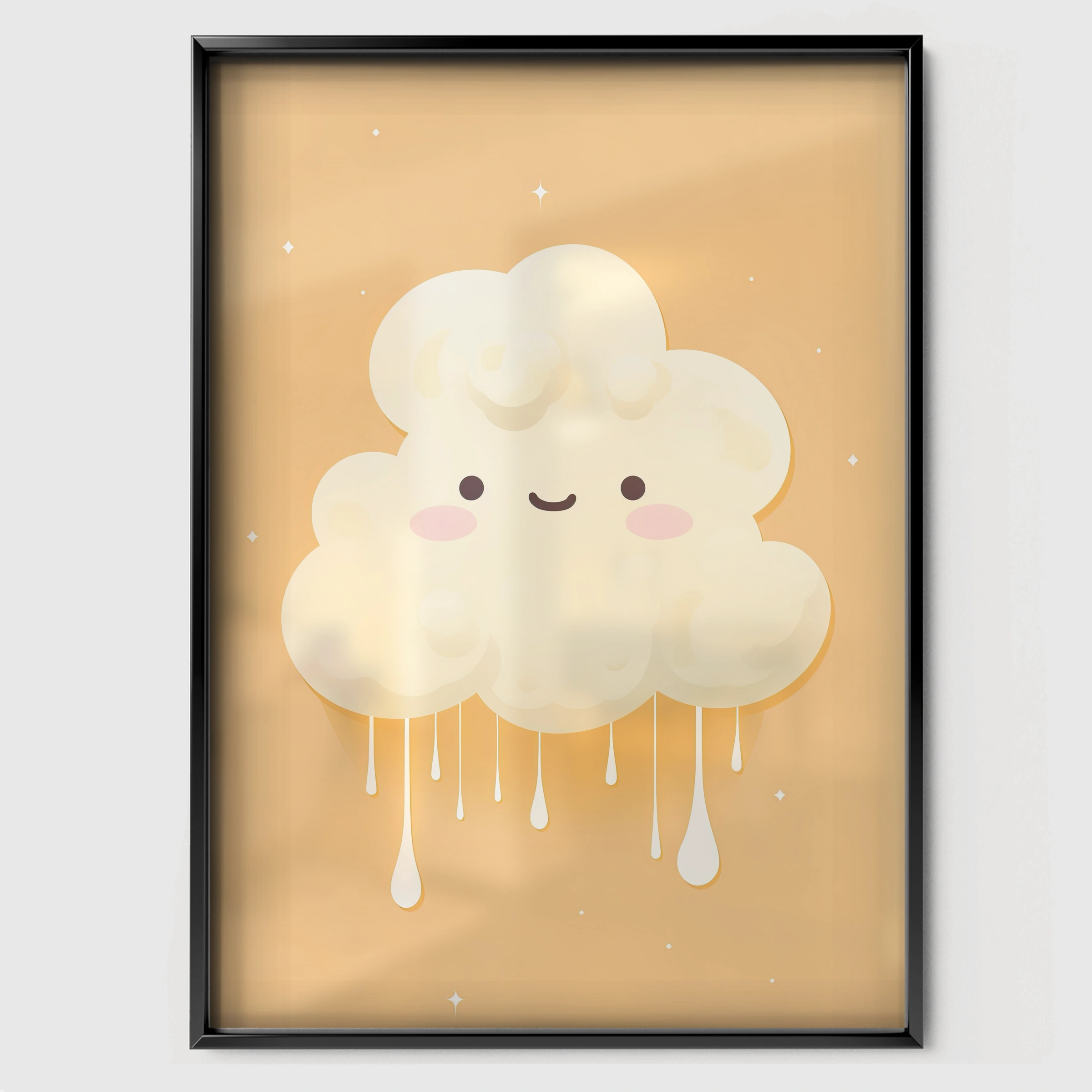 Sleepy Rain Cloud Nursery Print - black framed nursery wall art print