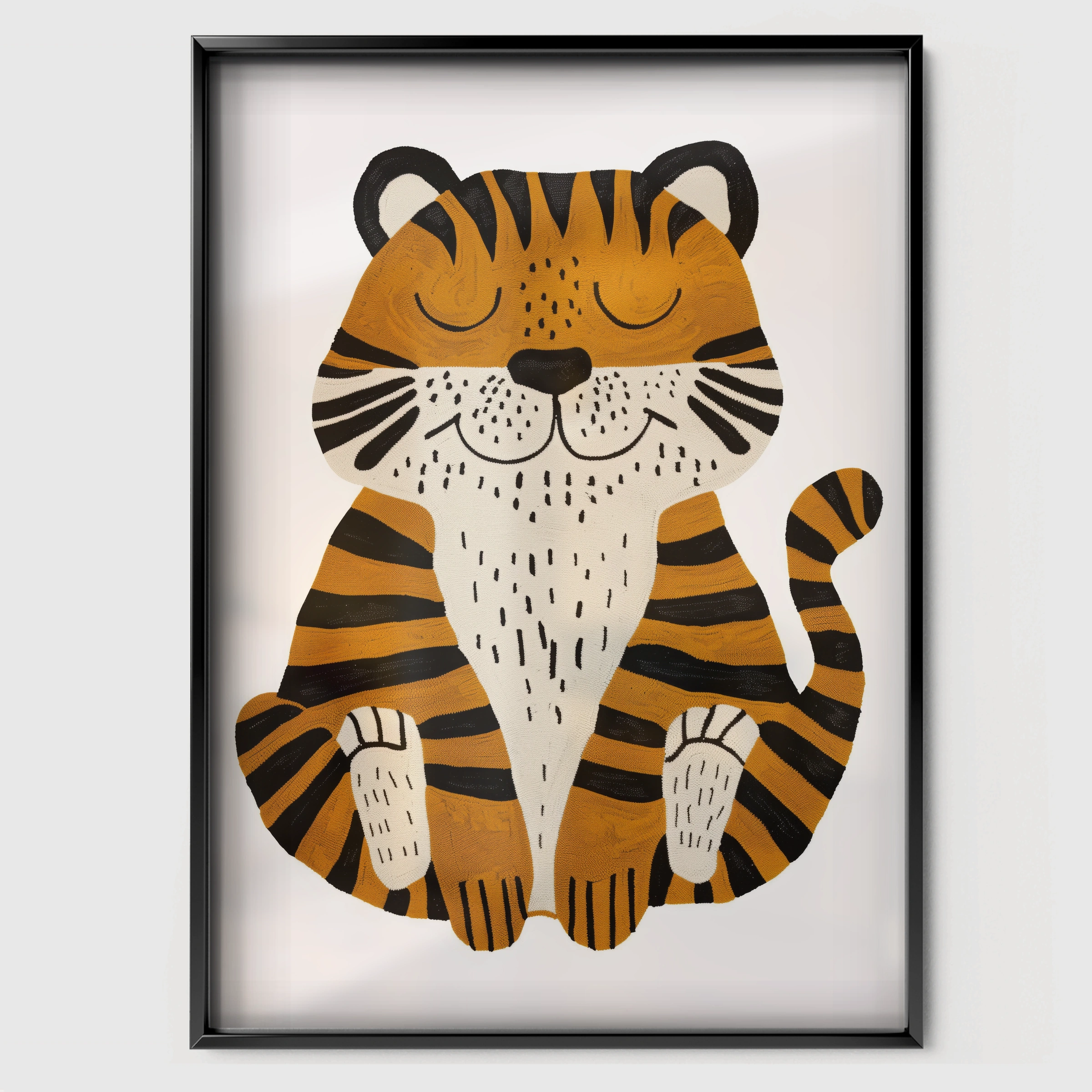 Sleepy Tiger Nursery Print - black framed nursery wall art print