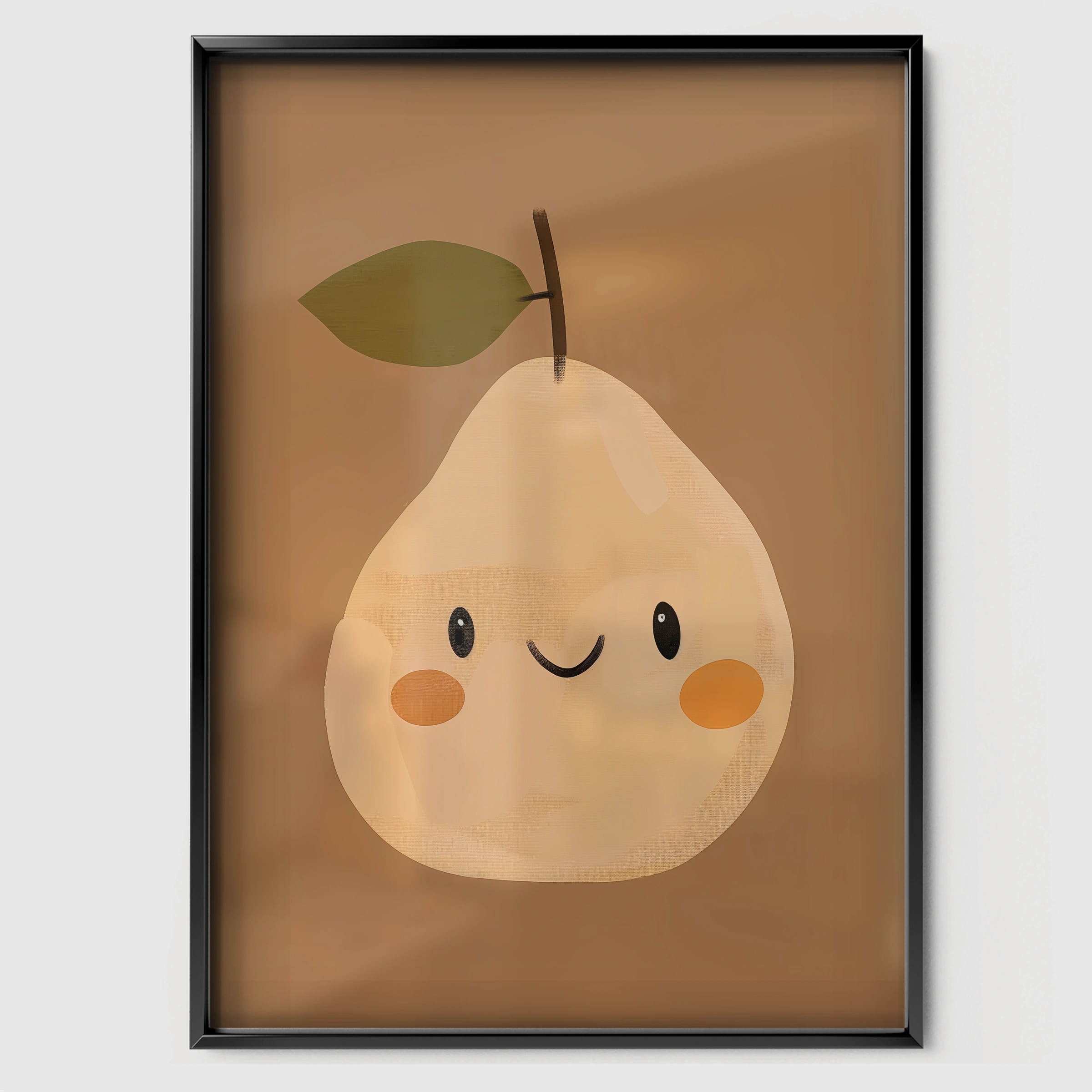 Smiling Pear Two Nursery Print - black framed nursery wall art print