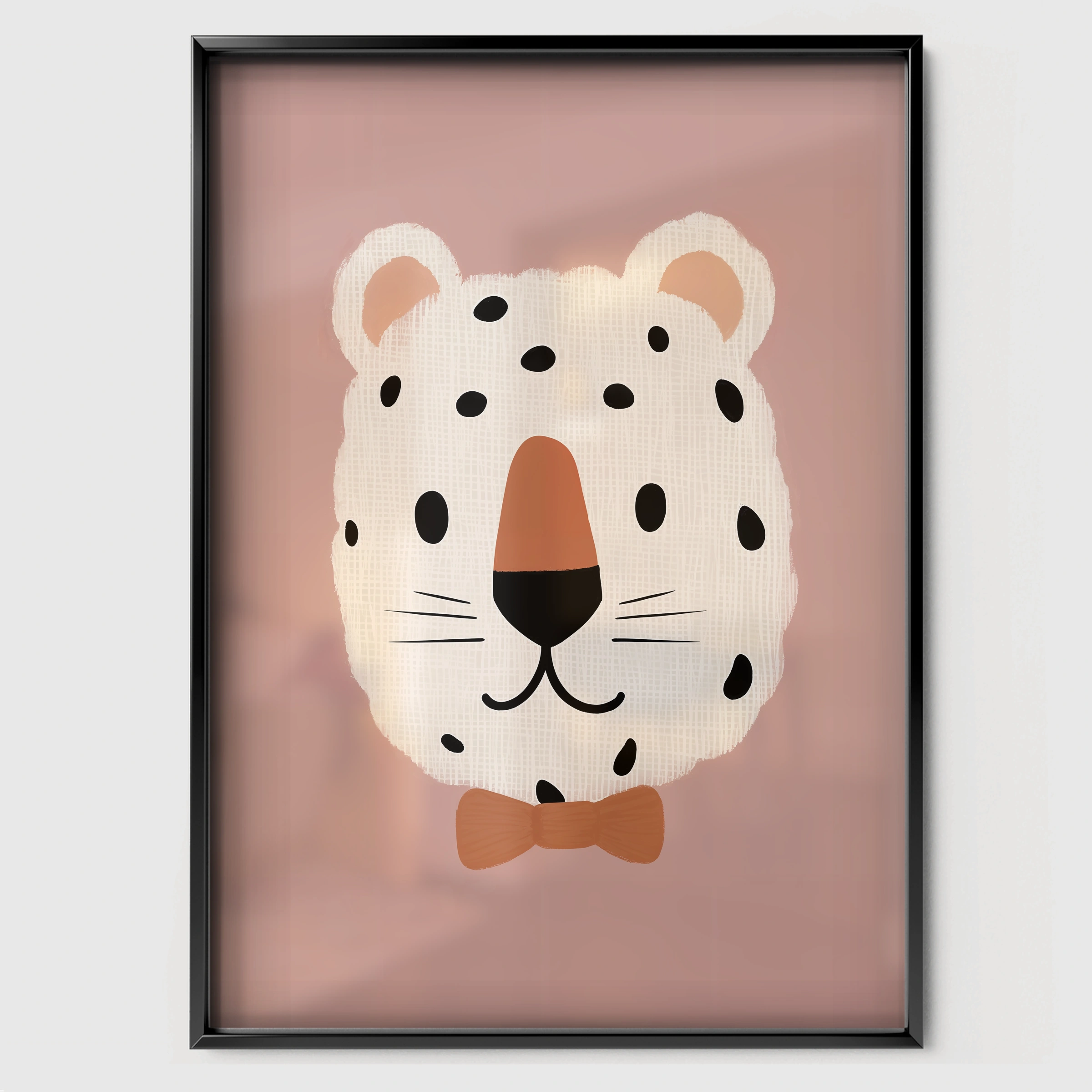 Snow Leopard Nursery Print - black framed nursery wall art print