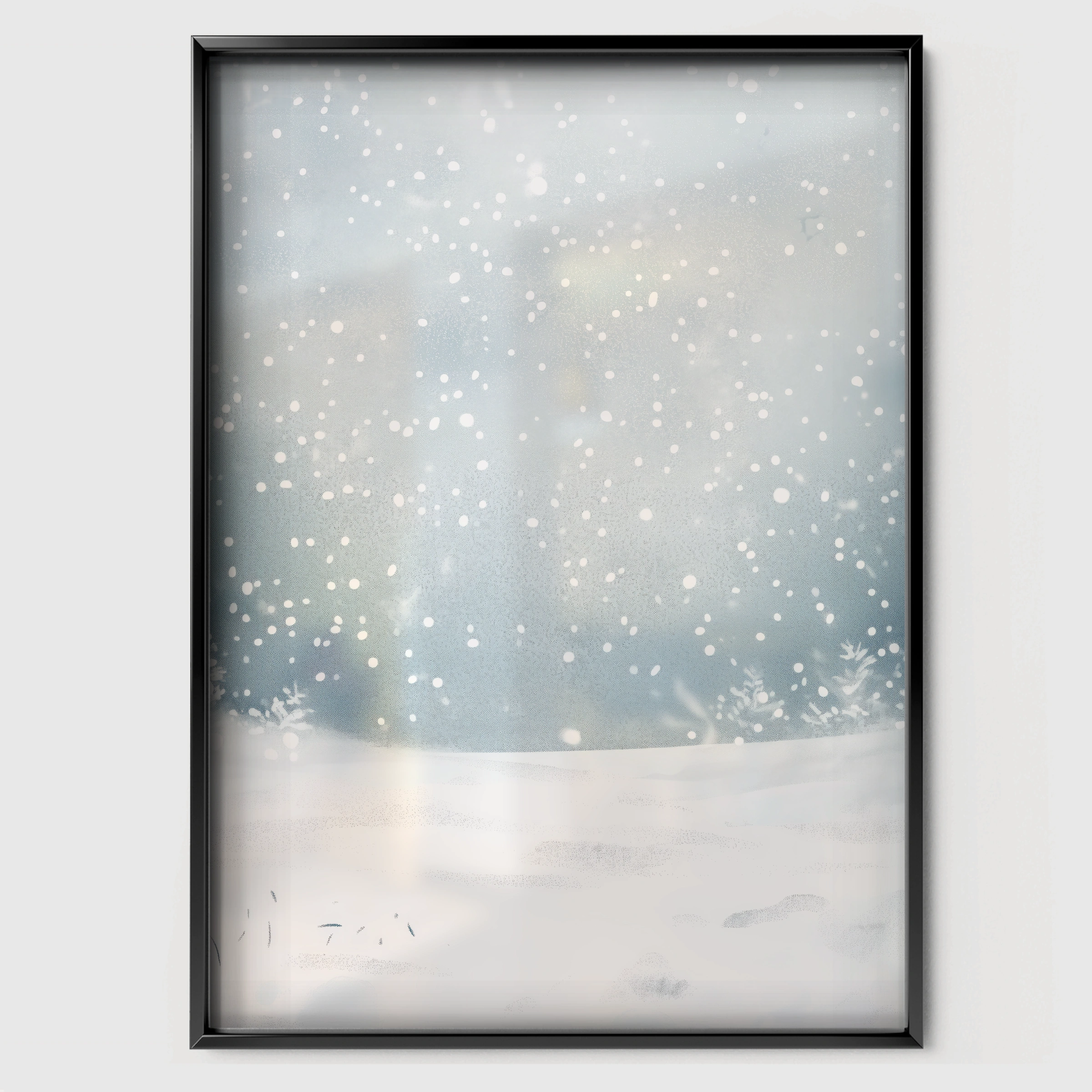 Snowy Field Christmas Print - black framed nursery wall art print