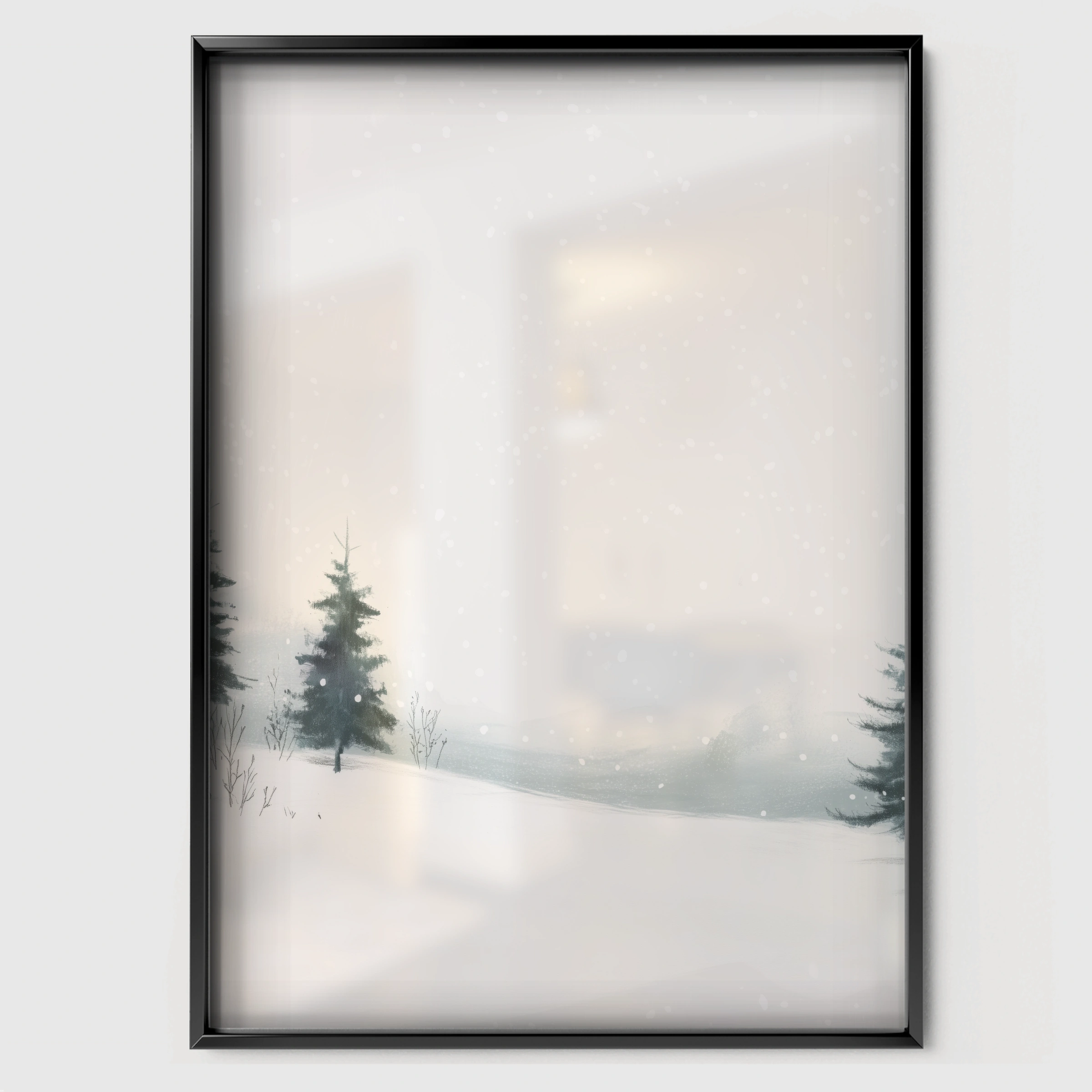 Snowy Forest Christmas Print - black framed nursery wall art print