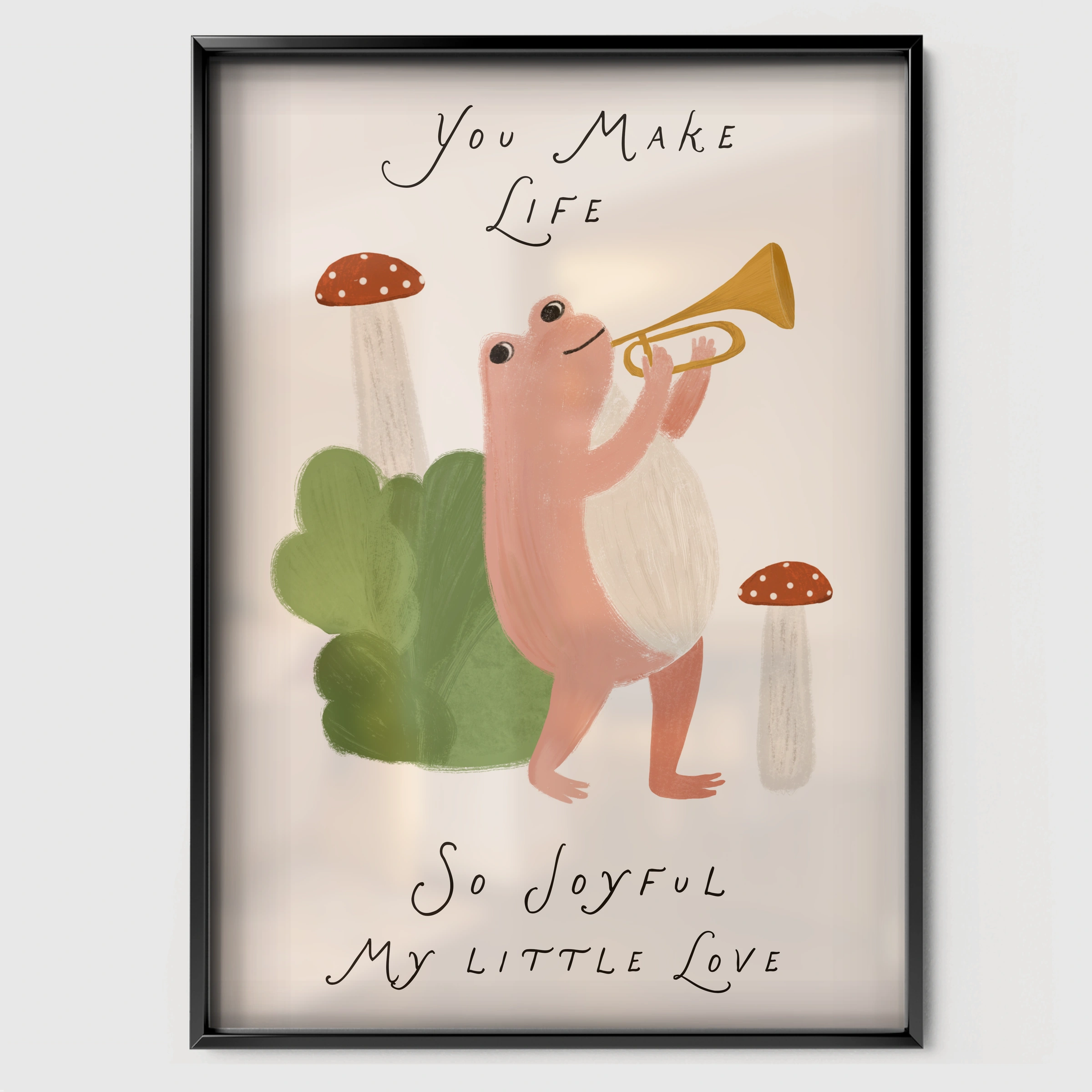 So Joyful Bear Nursery Print - black framed nursery wall art print