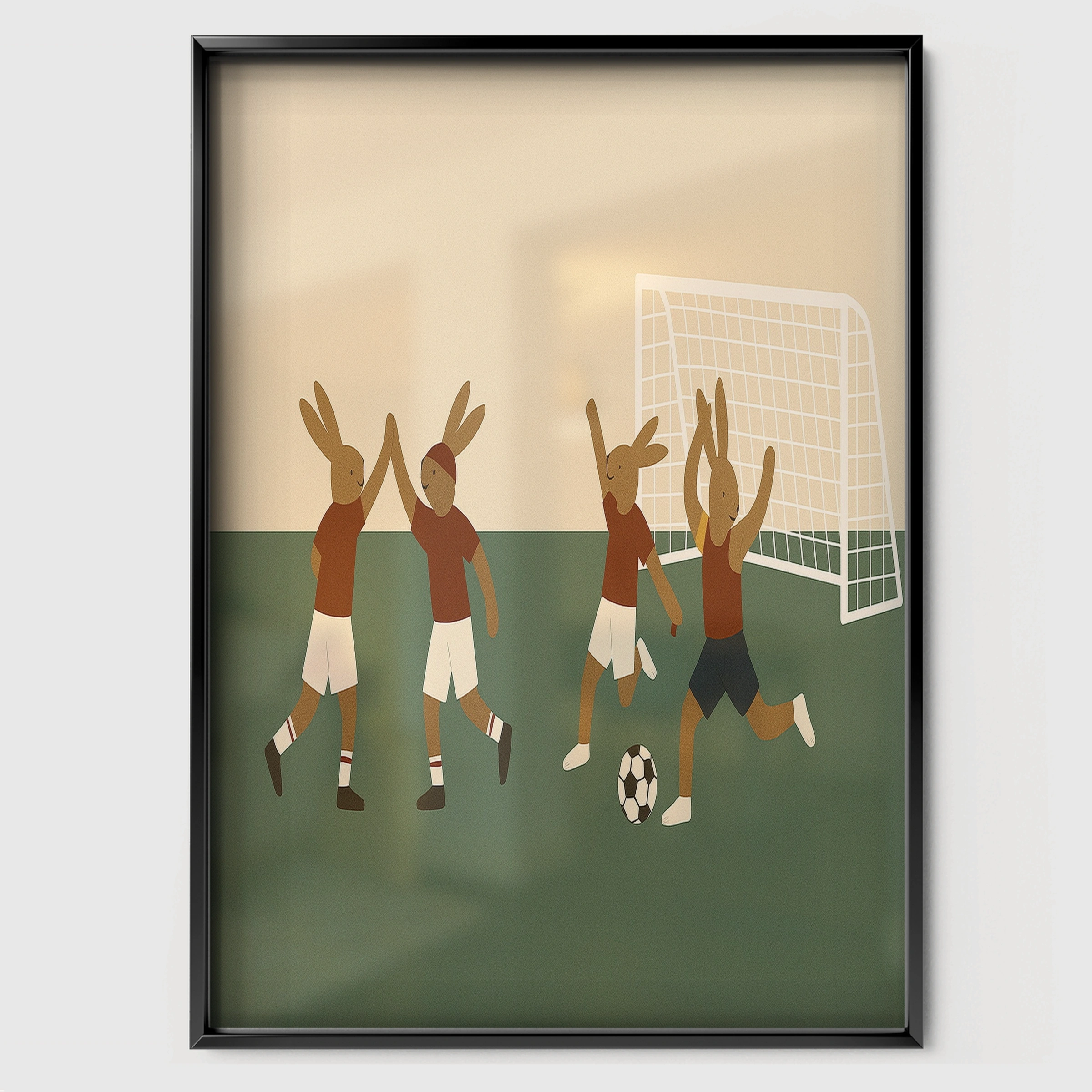 Soccer Celebration Nursery Print - black framed nursery wall art print