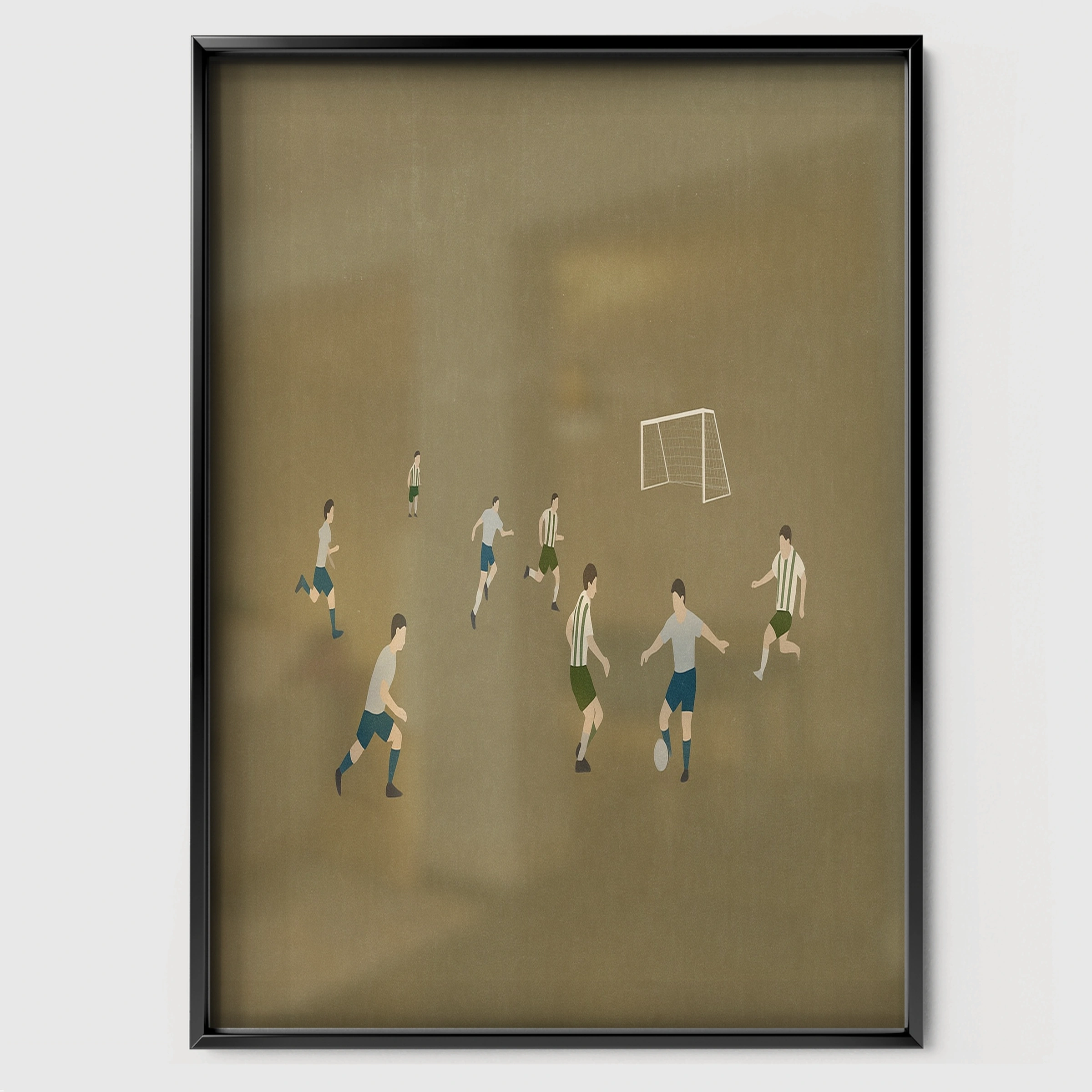 Soccer Players Nursery Print - black framed nursery wall art print