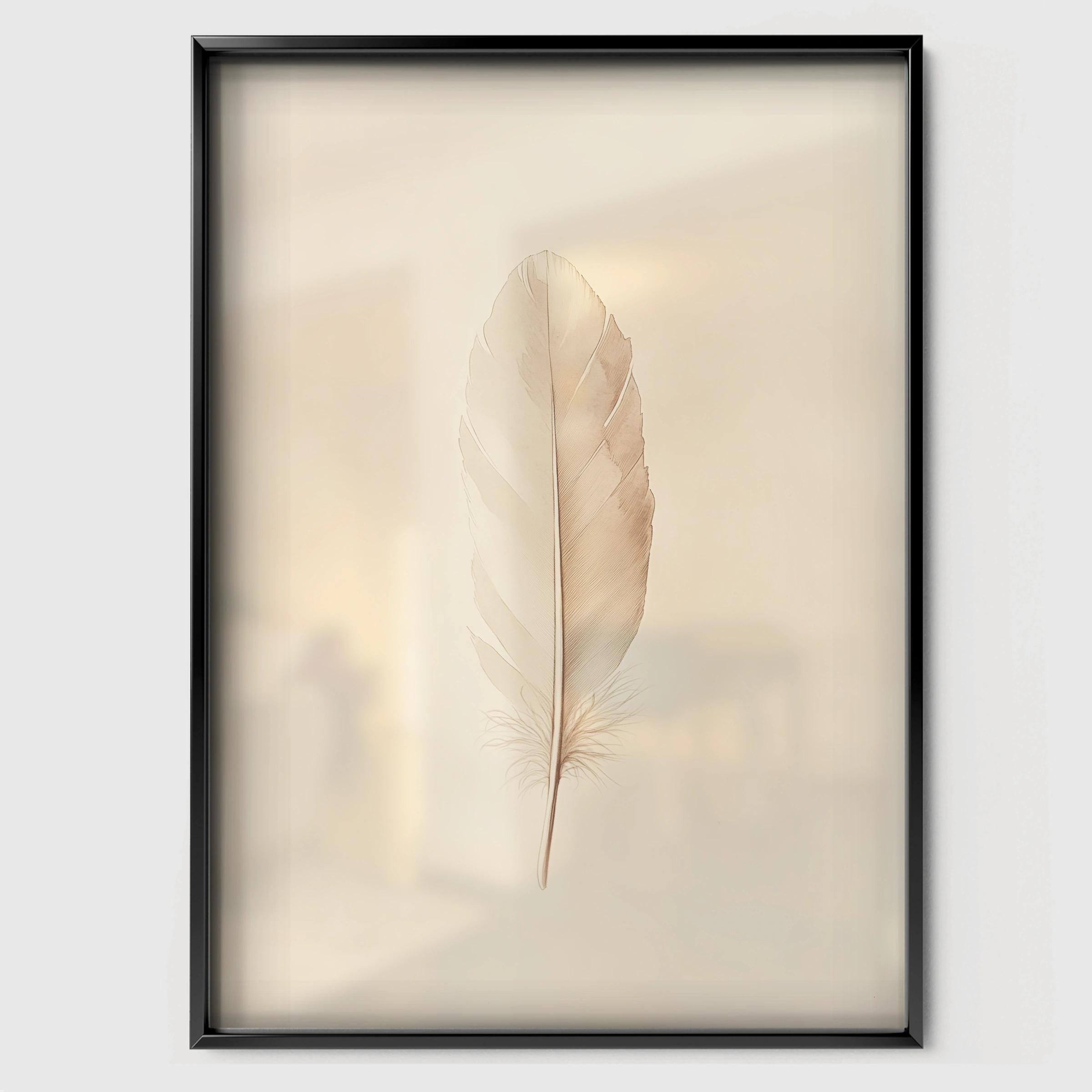 Soft Feather Nursery Print - black framed nursery wall art print