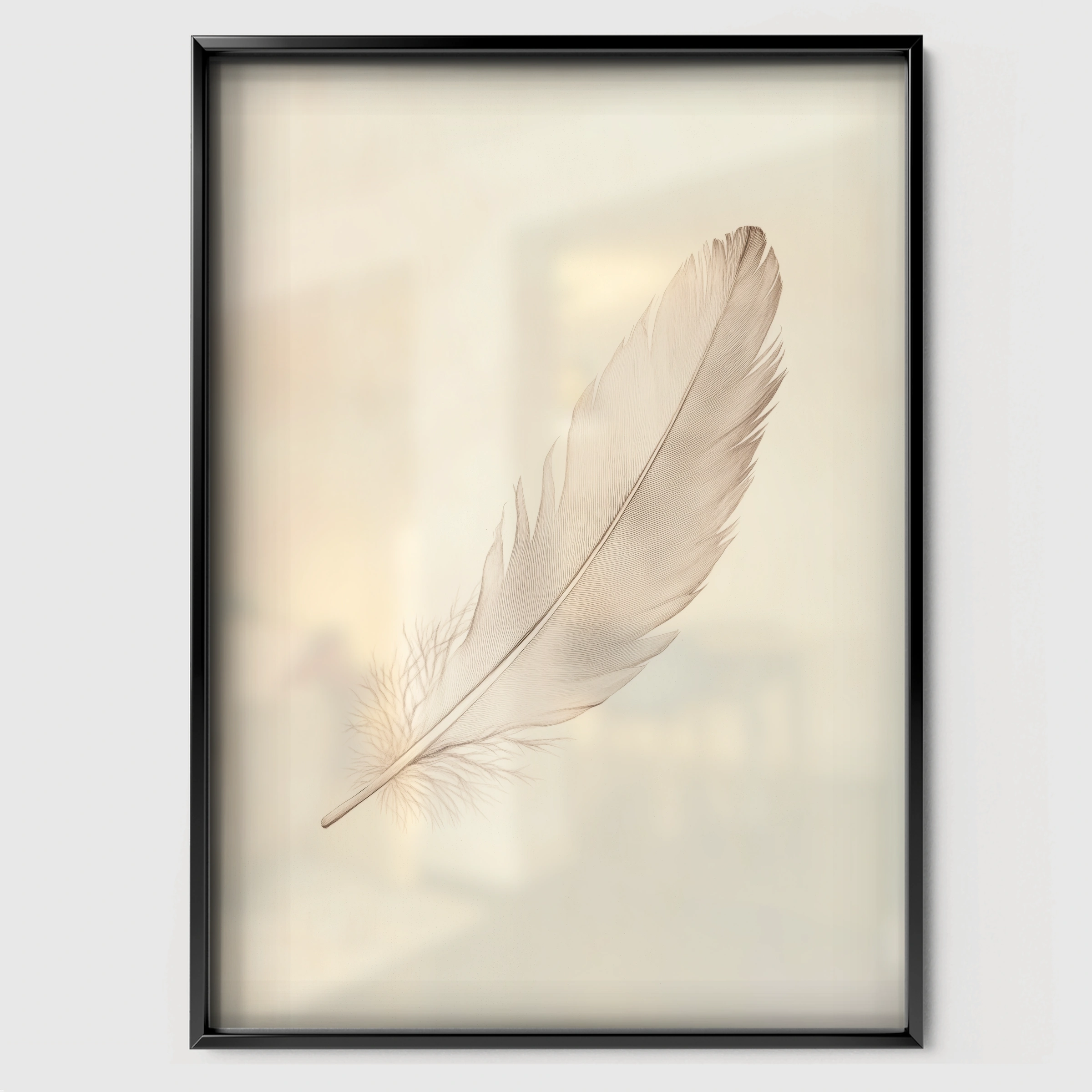 Soft Feather Two Nursery Print - black framed nursery wall art print