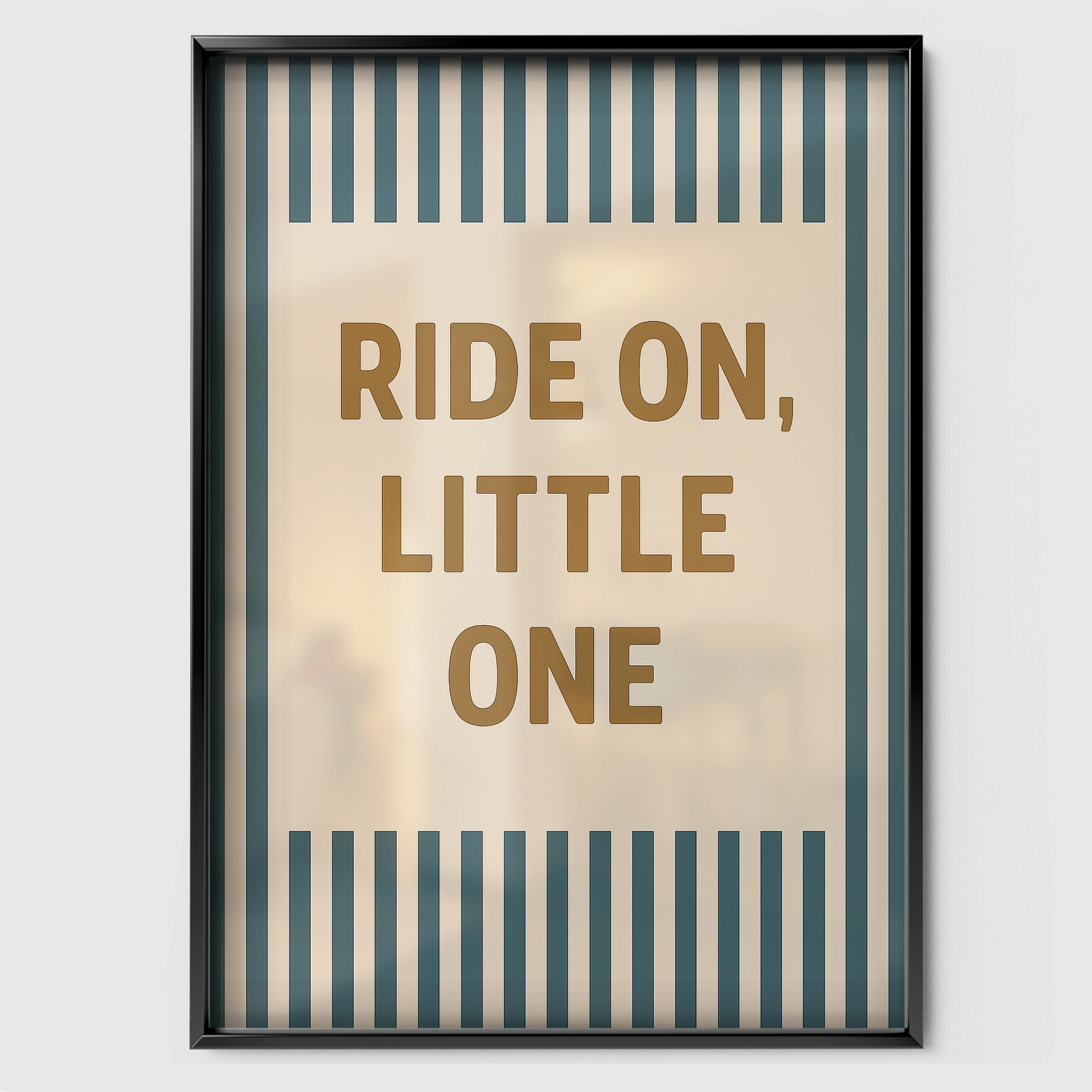 Soft Stripes Nursery Print - black framed nursery wall art print