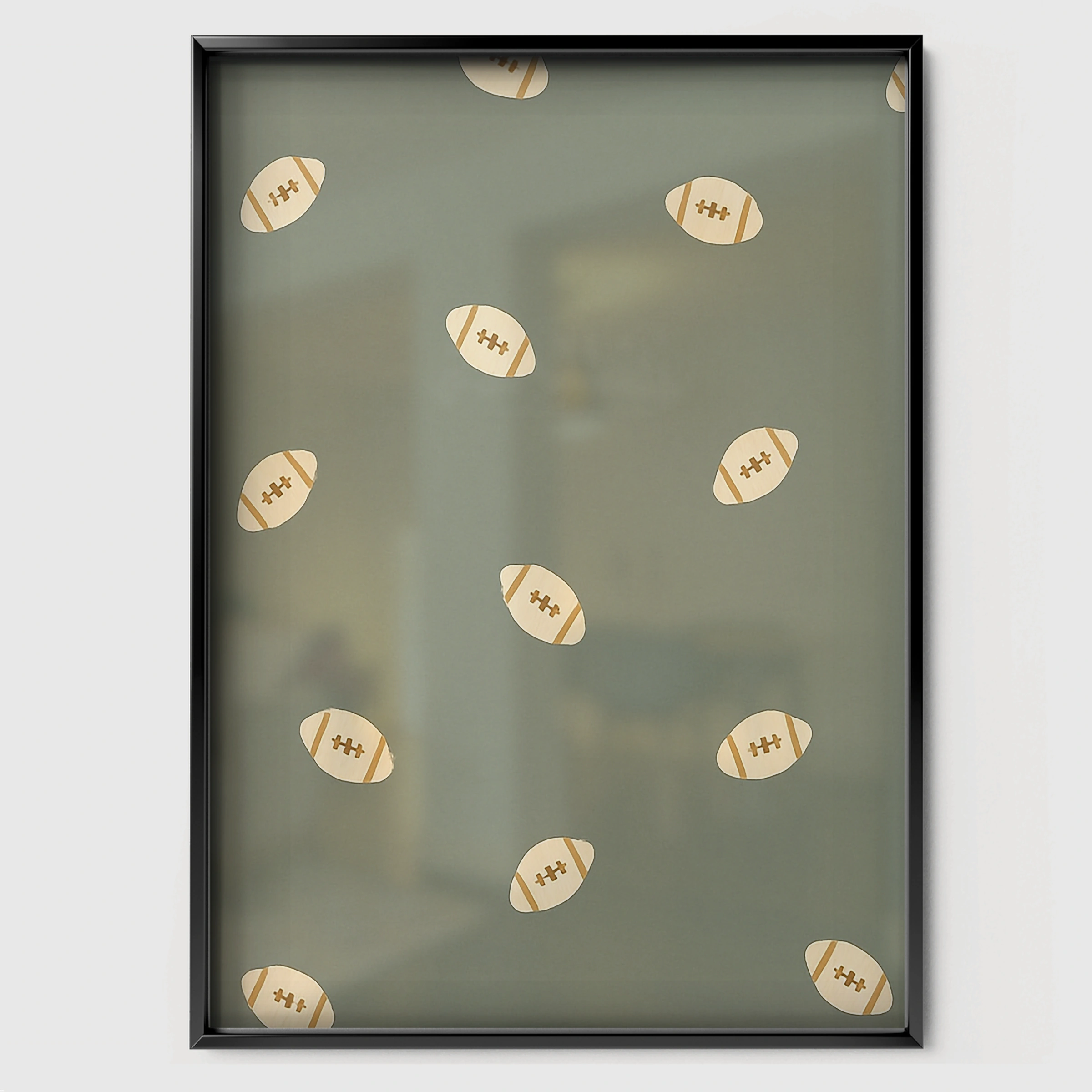 Sports Balls Pattern Nursery Print - black framed nursery wall art print