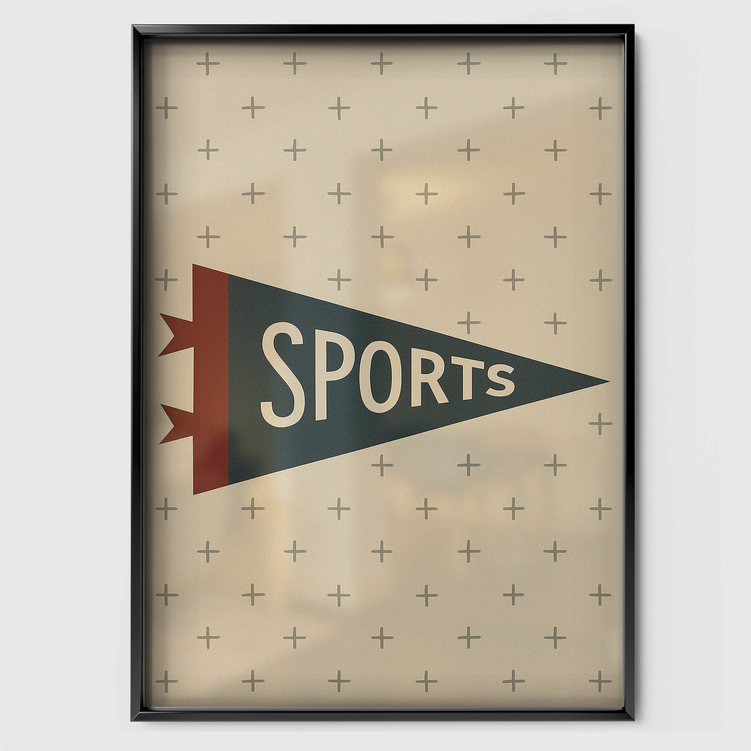Sports Pennant Two Nursery Print - black framed nursery wall art print