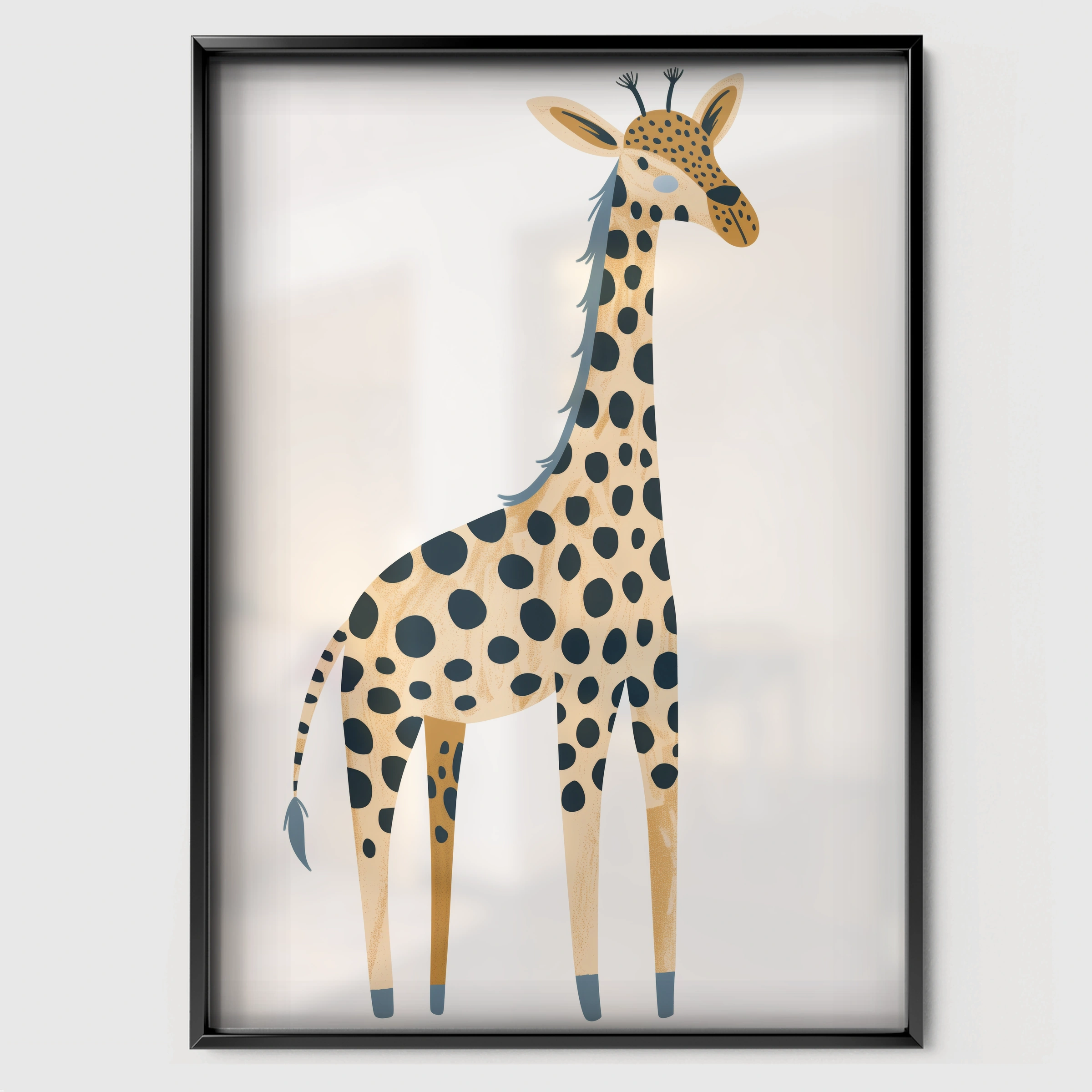 Spotted Giraffe Nursery Print - black framed nursery wall art print
