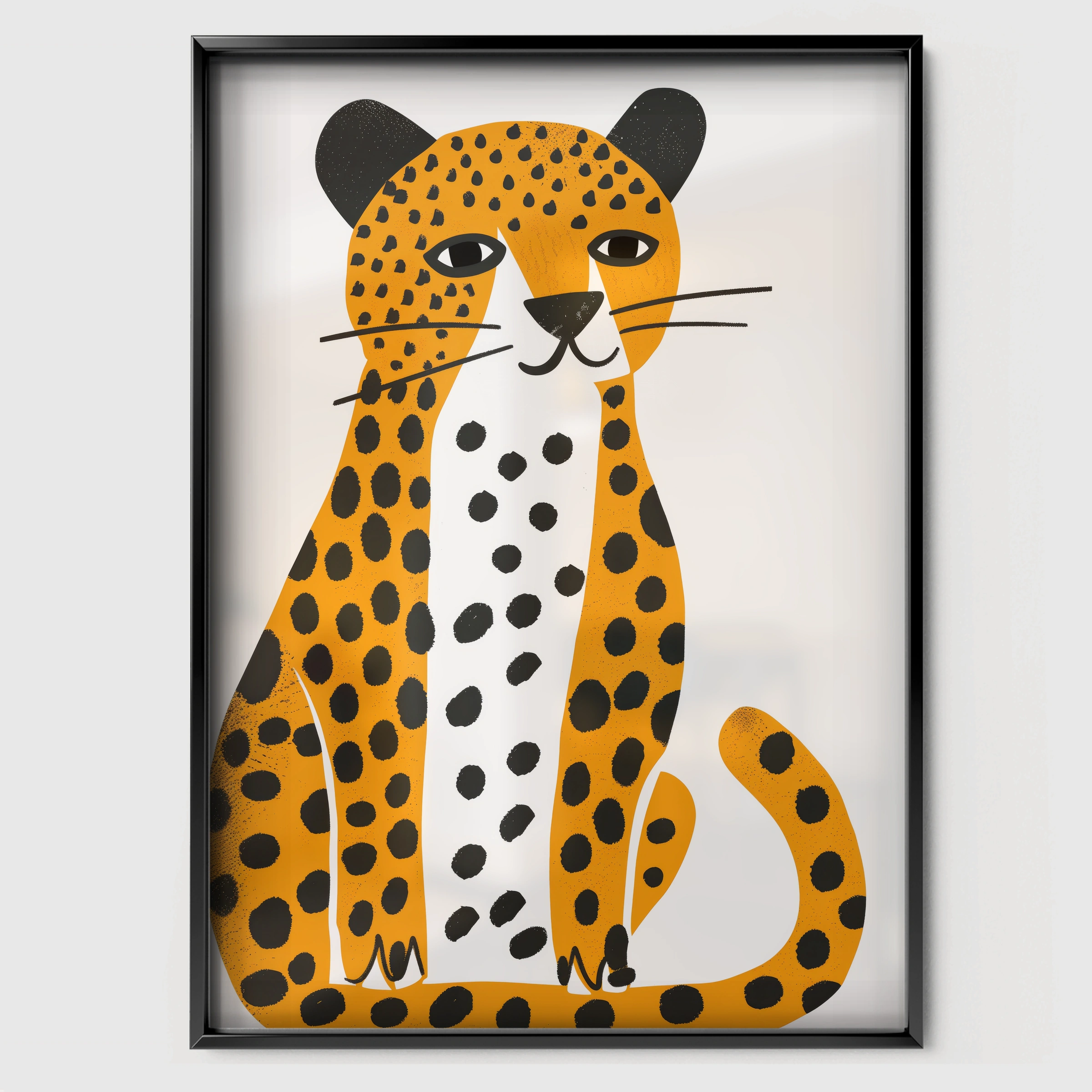 Spotted Leopard Nursery Print - black framed nursery wall art print