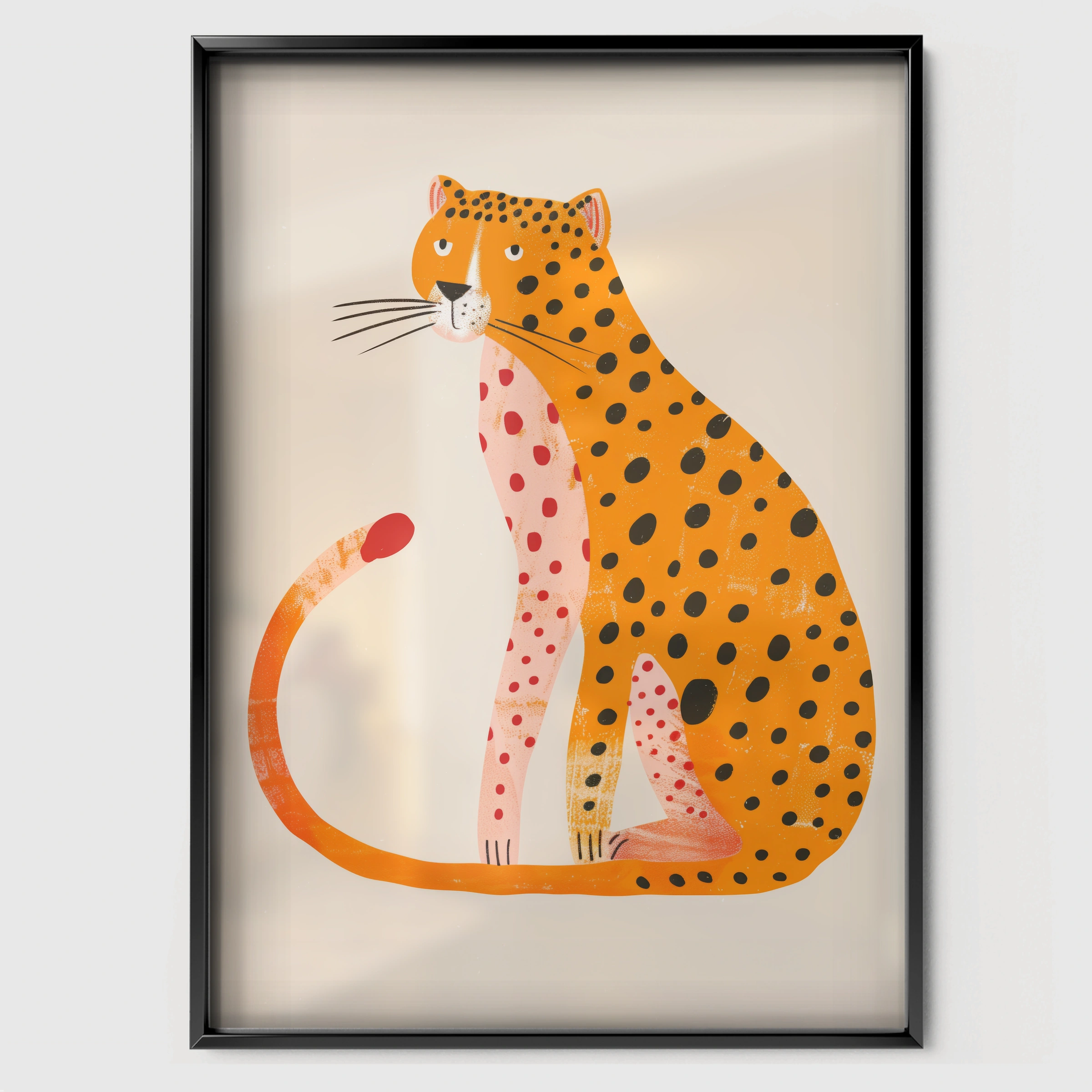 Spotty Cheetah Nursery Print - black framed nursery wall art print