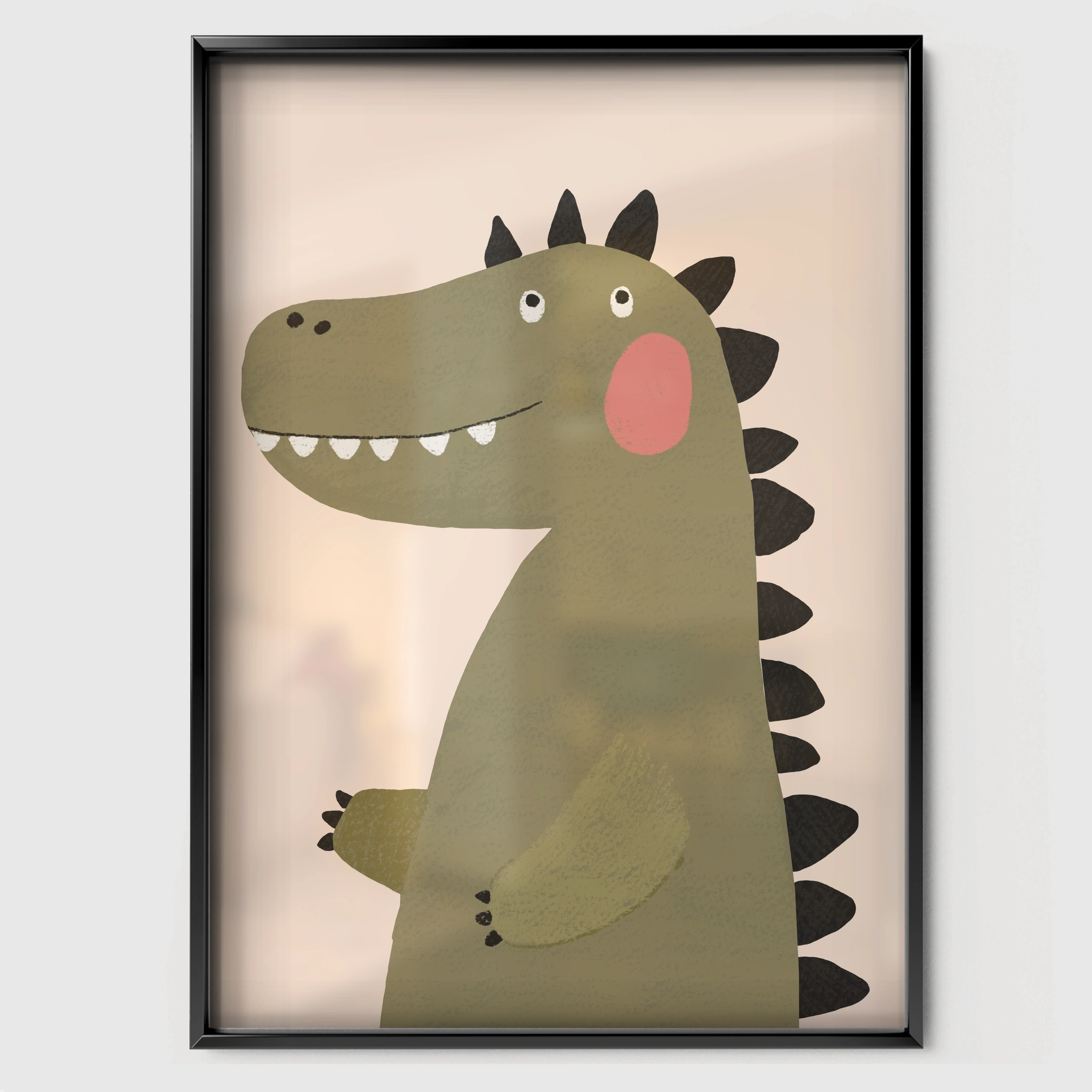 Spotty Crocodile Nursery Print - black framed nursery wall art print