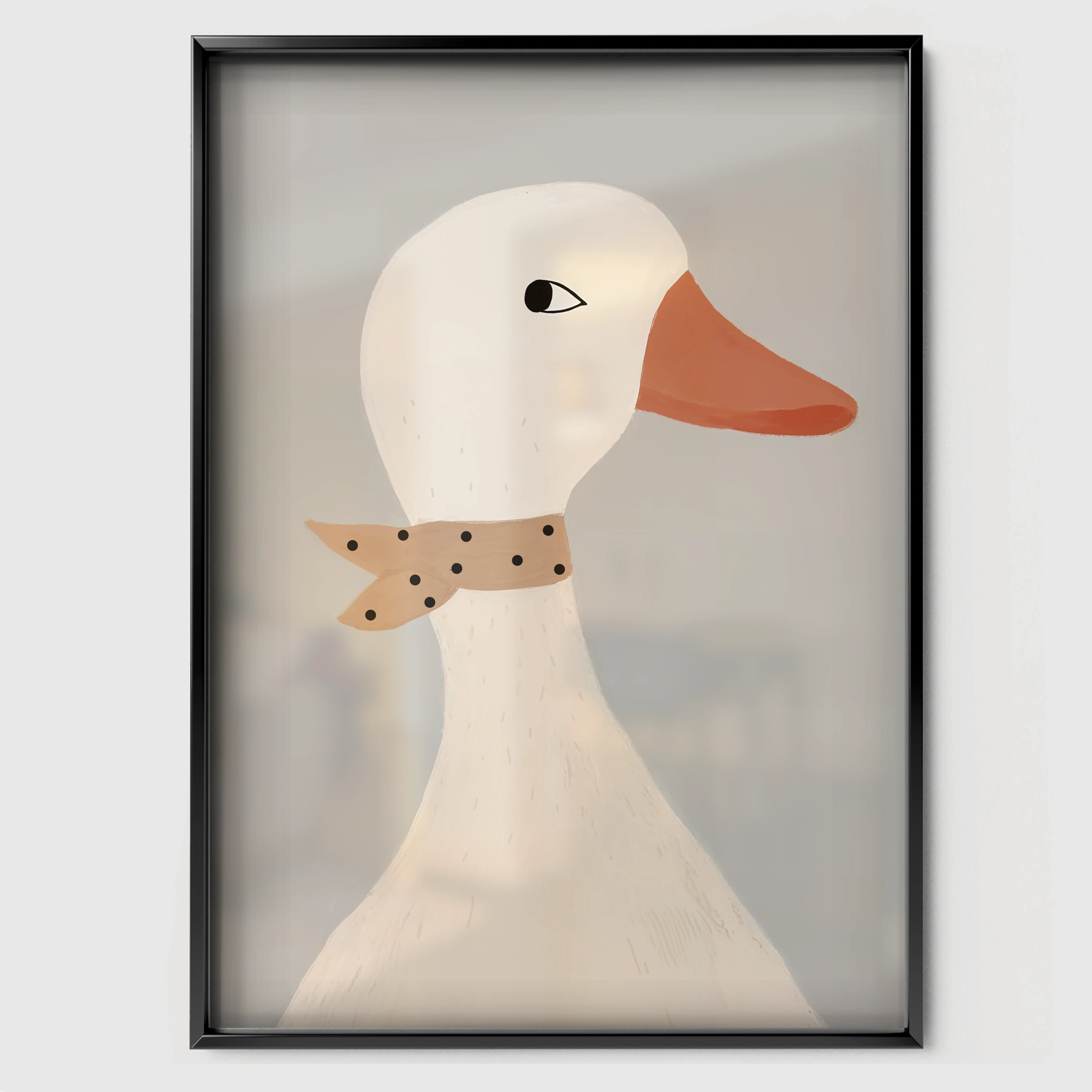 Spotty Goose Nursery Print - black framed nursery wall art print