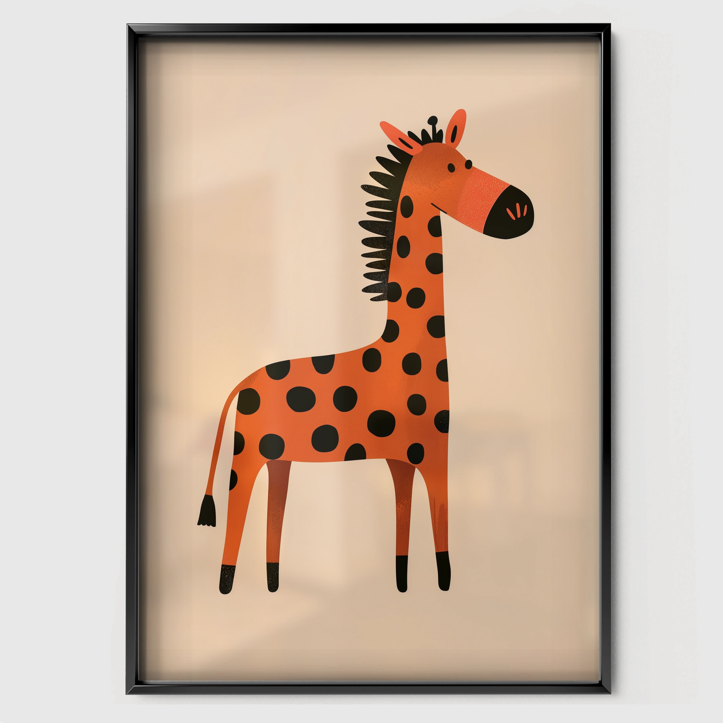 Spotty Zebra Nursery Print - black framed nursery wall art print