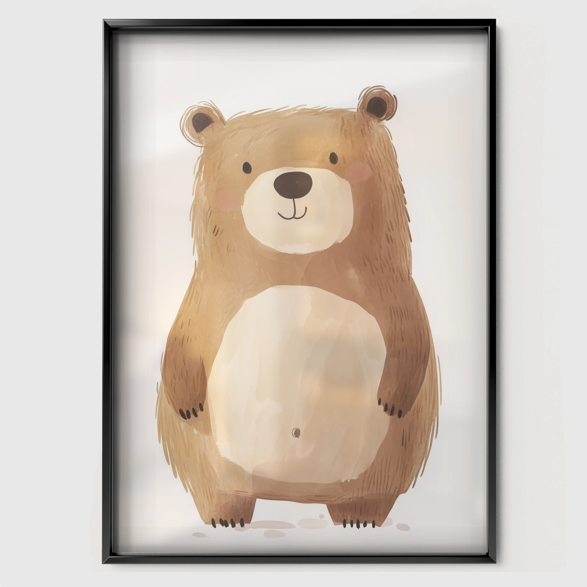 Standing Bear Nursery Print - black framed nursery wall art print