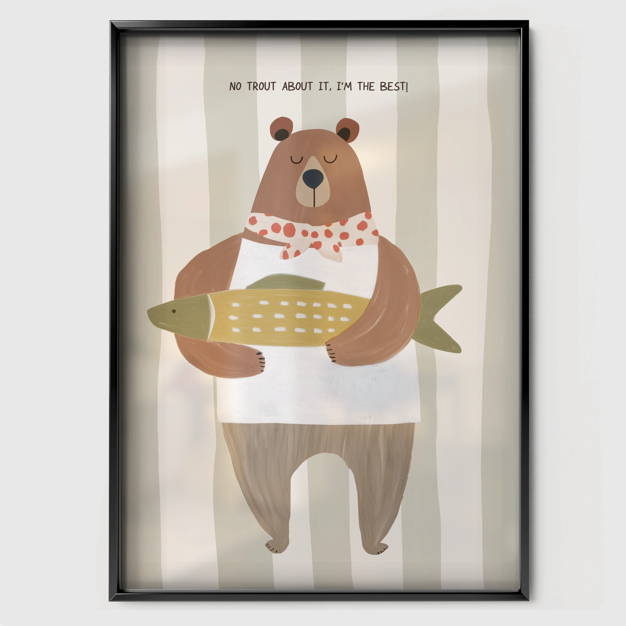 Storybook Bear Nursery Print - black framed nursery wall art print