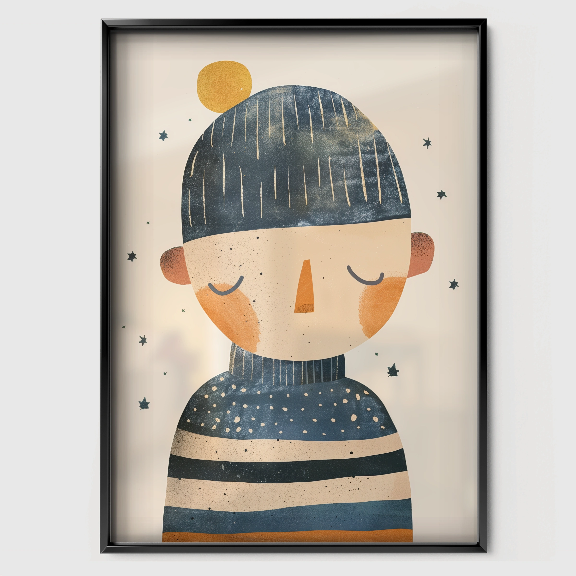 Striped Jumper Boy Nursery Print - black framed nursery wall art print