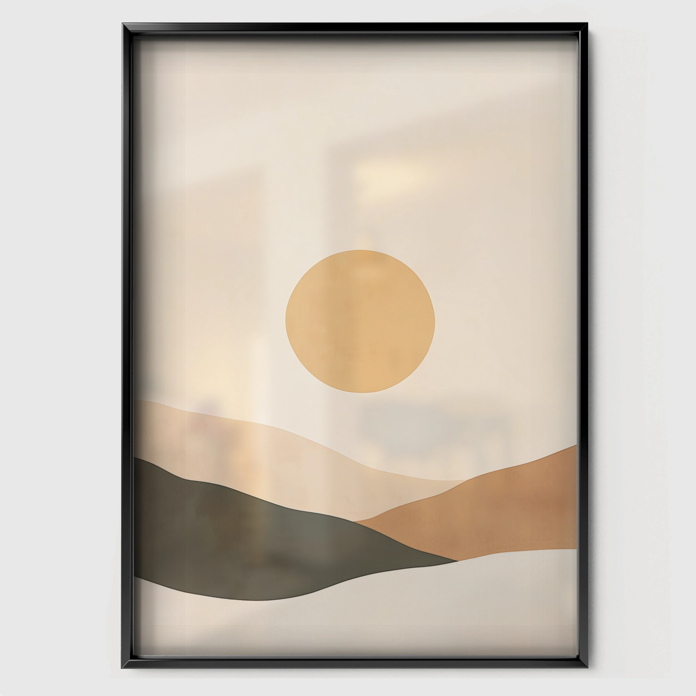 Sun Over Hills Nursery Print - black framed nursery wall art print