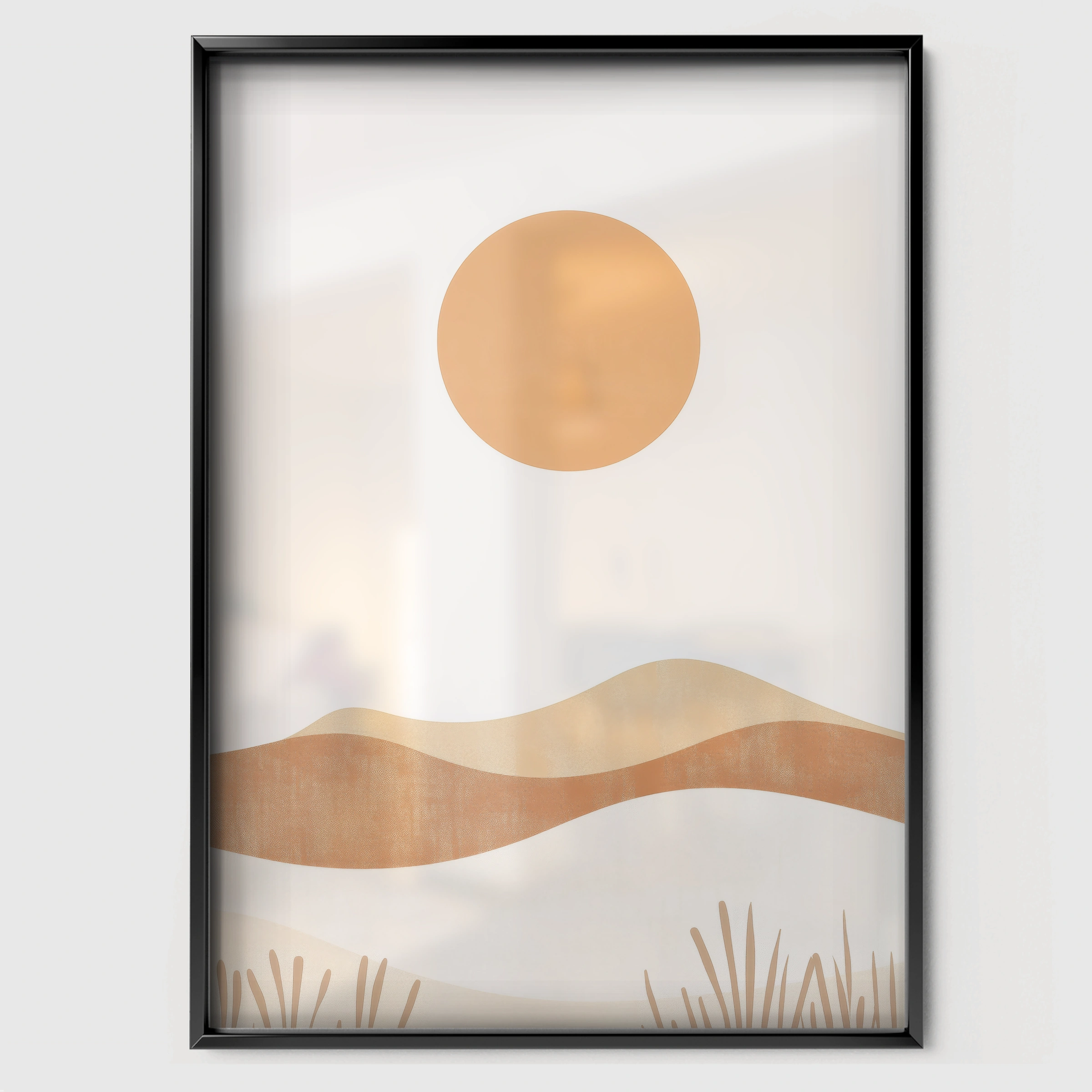 Sun Over the Hills Nursery Print - black framed nursery wall art print
