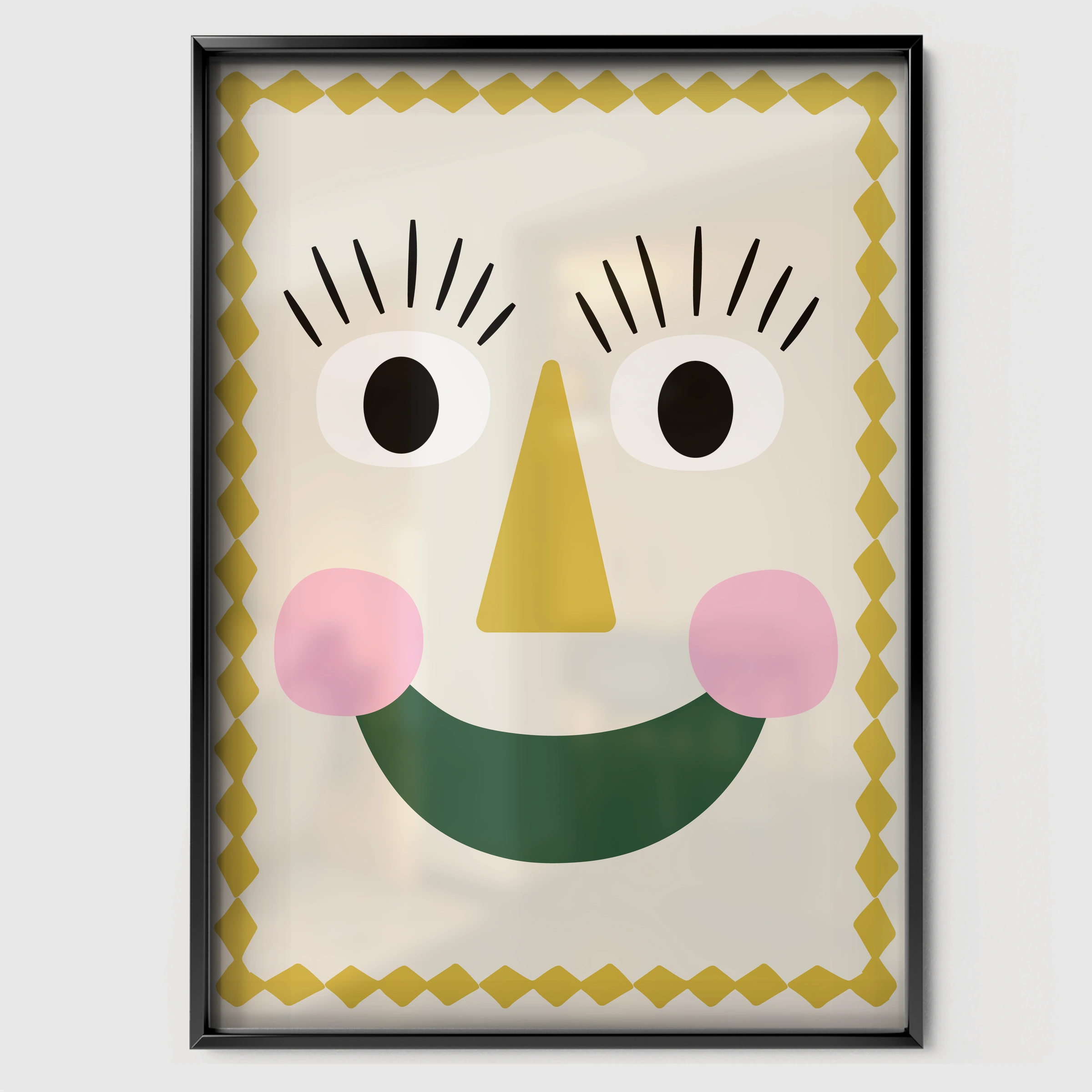 Sunny Face Nursery Print - black framed nursery wall art print
