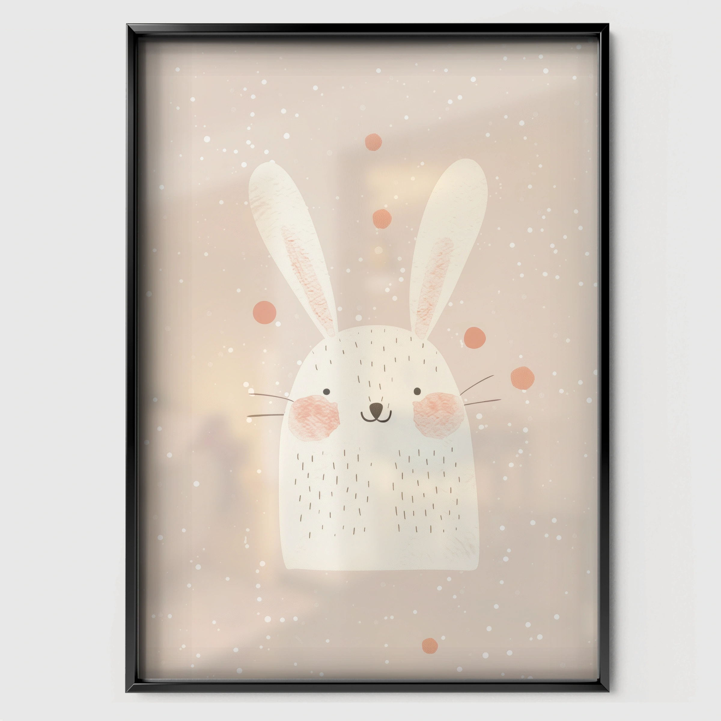 Sweet Bunny Nursery Print - black framed nursery wall art print