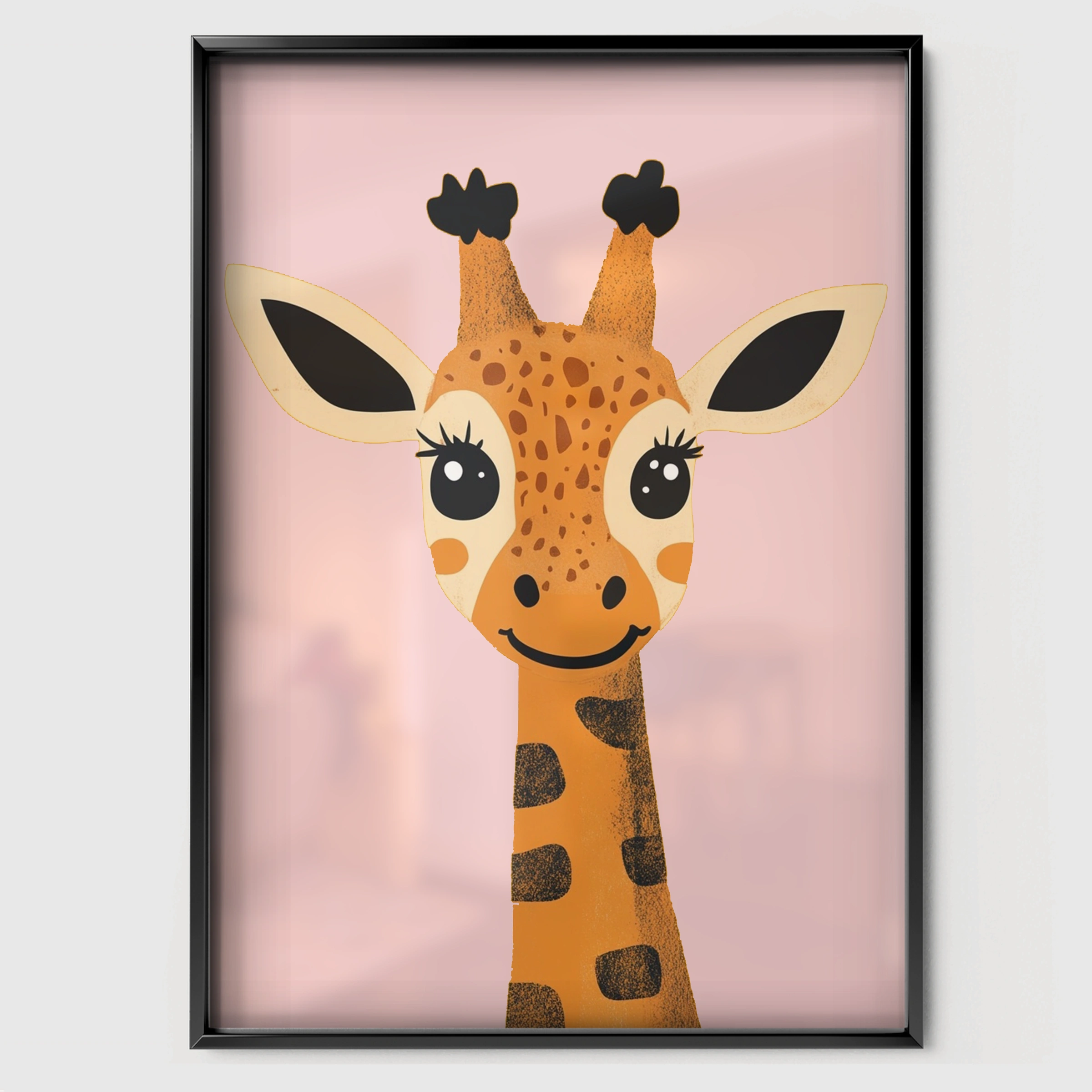Sweet Giraffe Nursery Print - black framed nursery wall art print