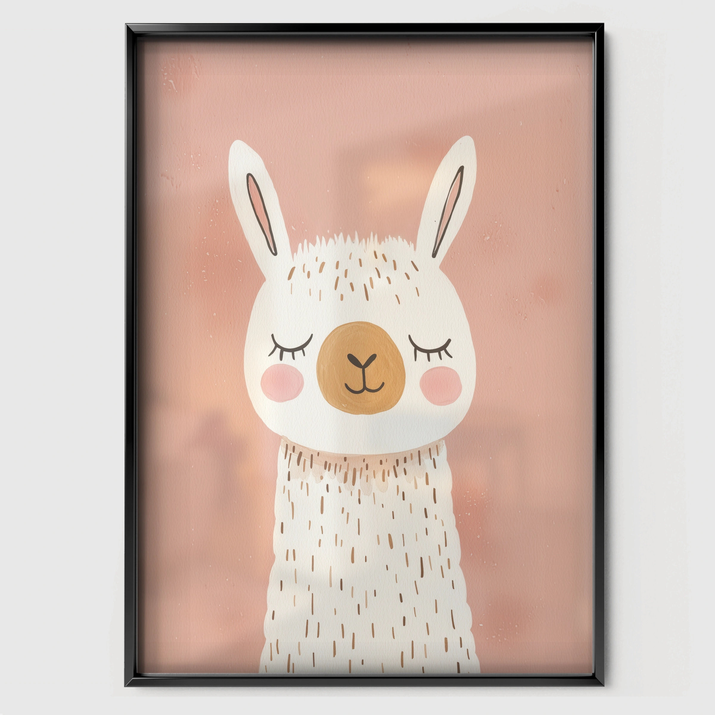 Sweet Llama Nursery Print - black framed nursery wall art print